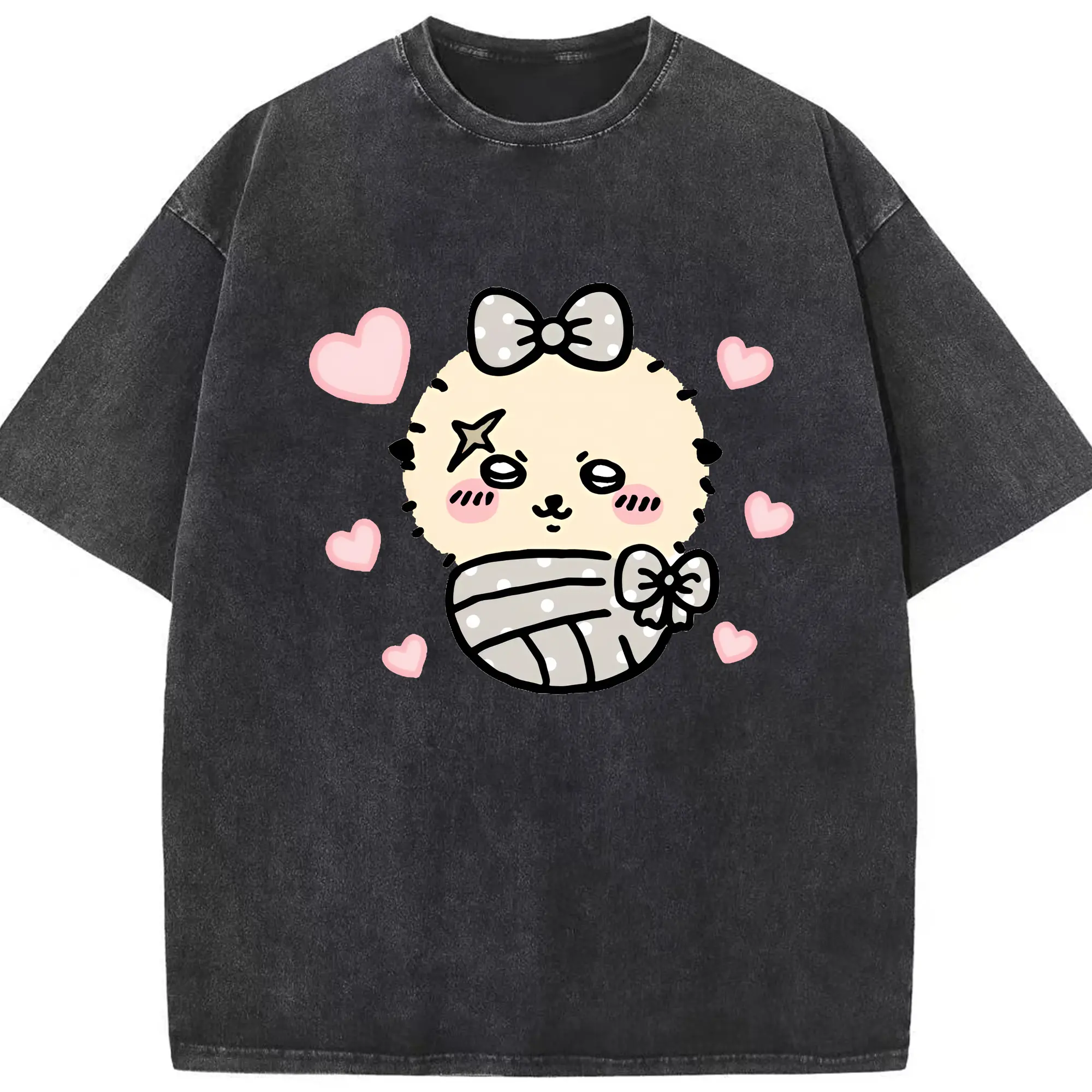 ちい が わ グッズ ラッコ - 綿100％ ヴィンテージ風 半袖Tシャツ ・ フロントプリント ・ 柔らか肌触り ・ 通気性 快適 ・ スポーツ カジュアル 外出用