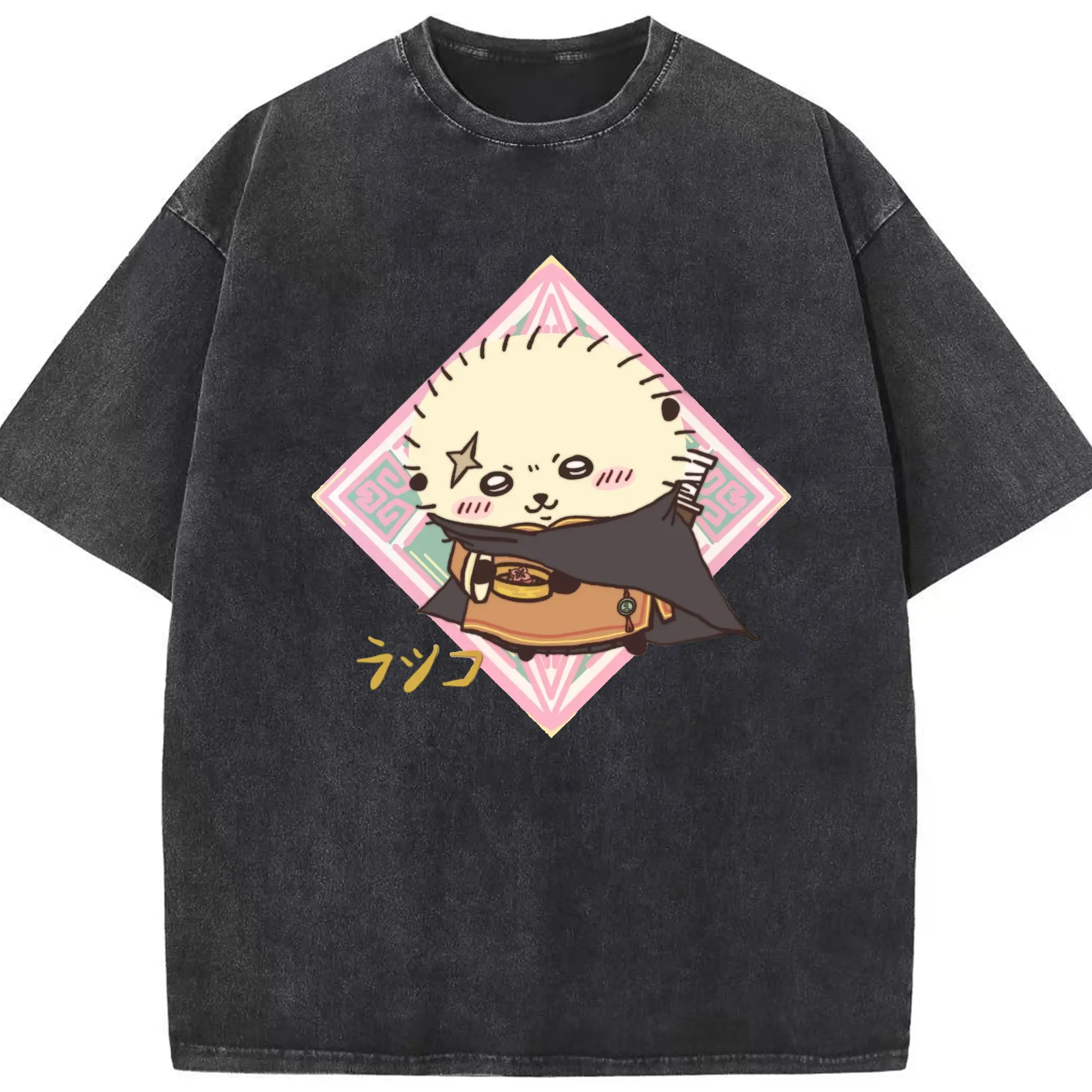ちい が わ グッズ ラッコ - 綿100％ ヴィンテージ風 半袖Tシャツ ・ フロントプリント ・ 柔らか肌触り ・ 通気性 快適 ・ スポーツ カジュアル 外出用