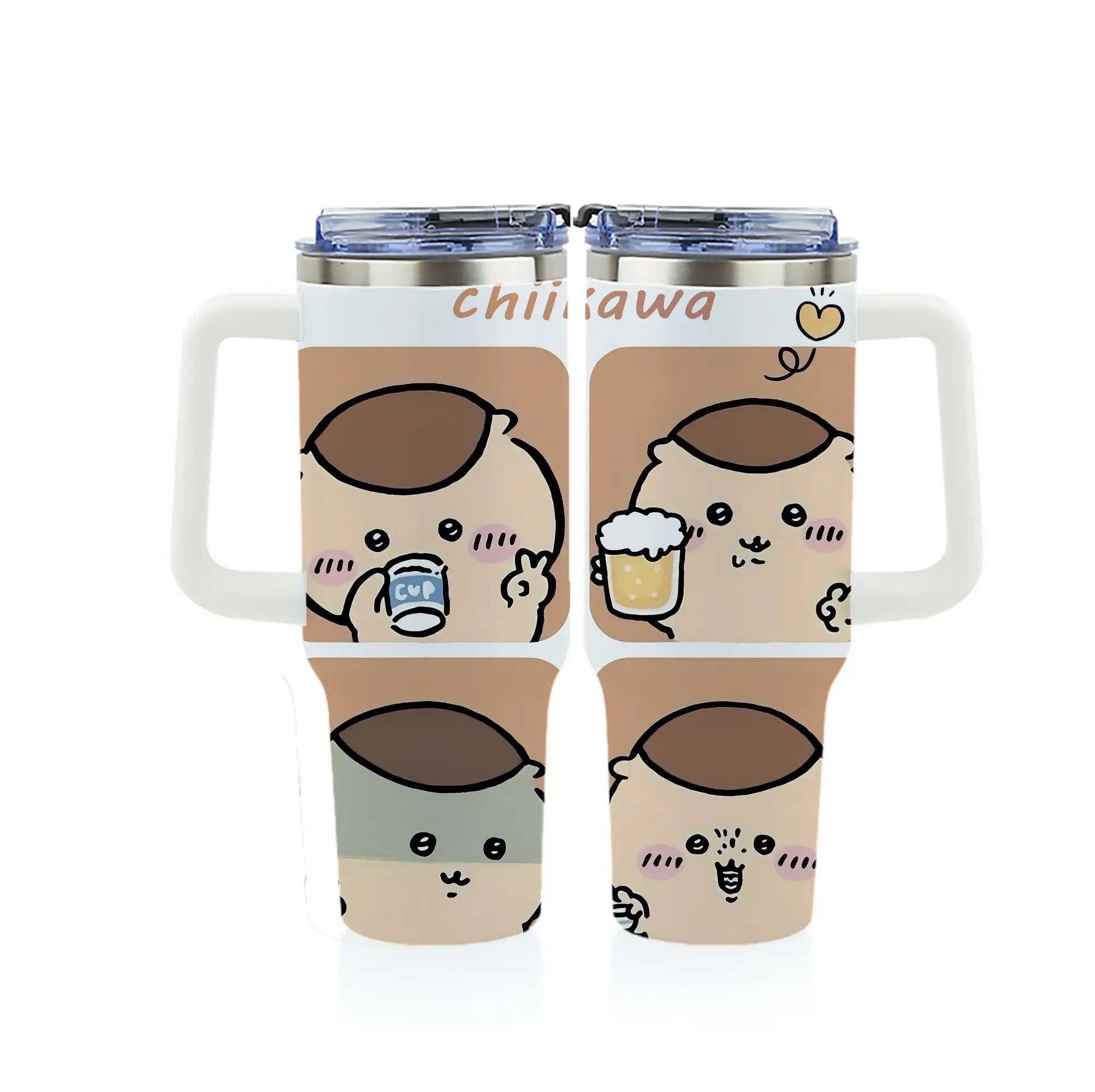 ちい が わ グッズ くりまんじゅう - 1200mL フルプリント車用タンブラー ・ 304ステンレス 内側 ・ 201ステンレス 外側 ・ 保温 保冷 ・ 通勤 ドライブ アウトドア用