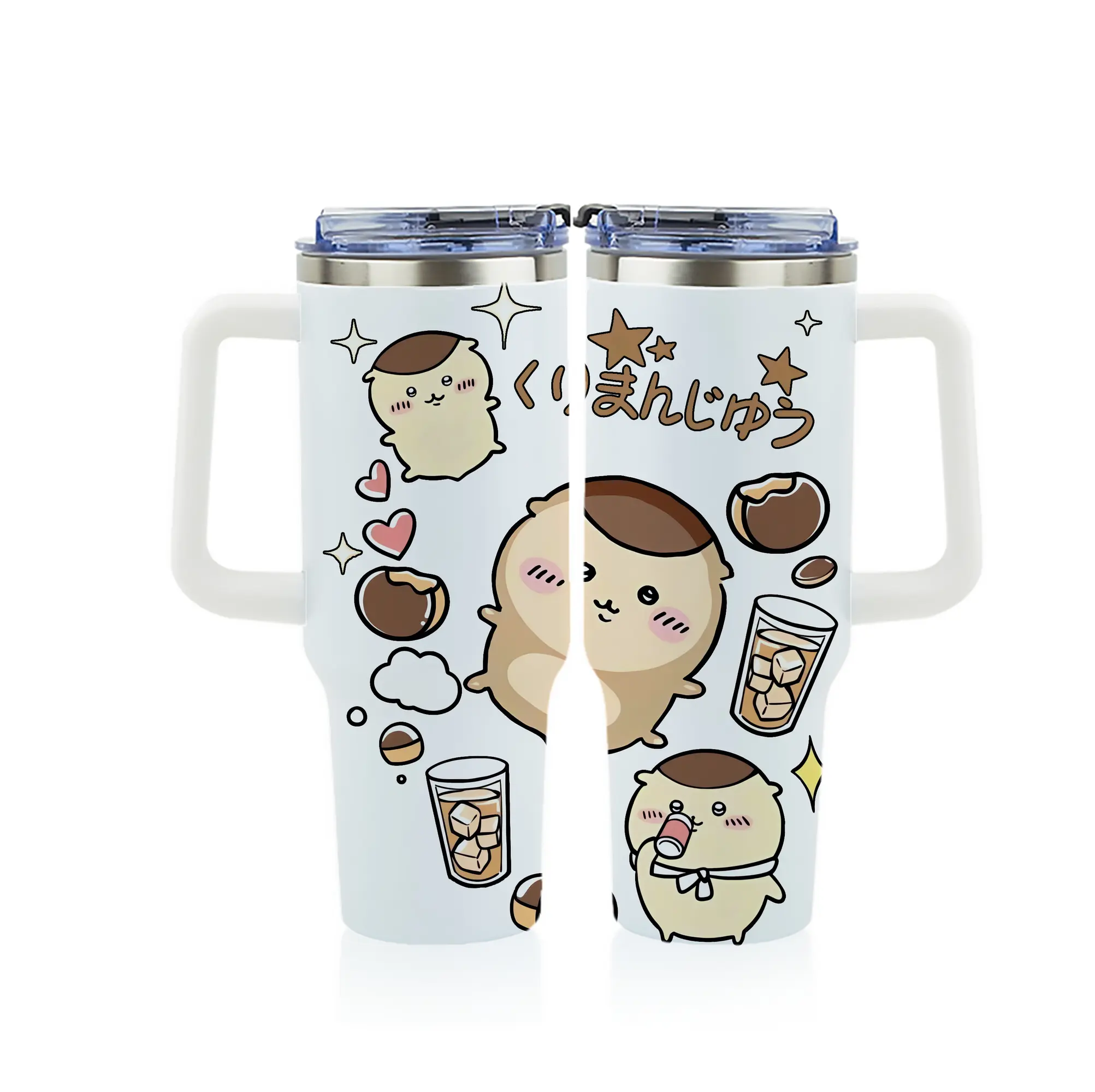 ちい が わ グッズ くりまんじゅう - 1200mL フルプリント車用タンブラー ・ 304ステンレス 内側 ・ 201ステンレス 外側 ・ 保温 保冷 ・ 通勤 ドライブ アウトドア用