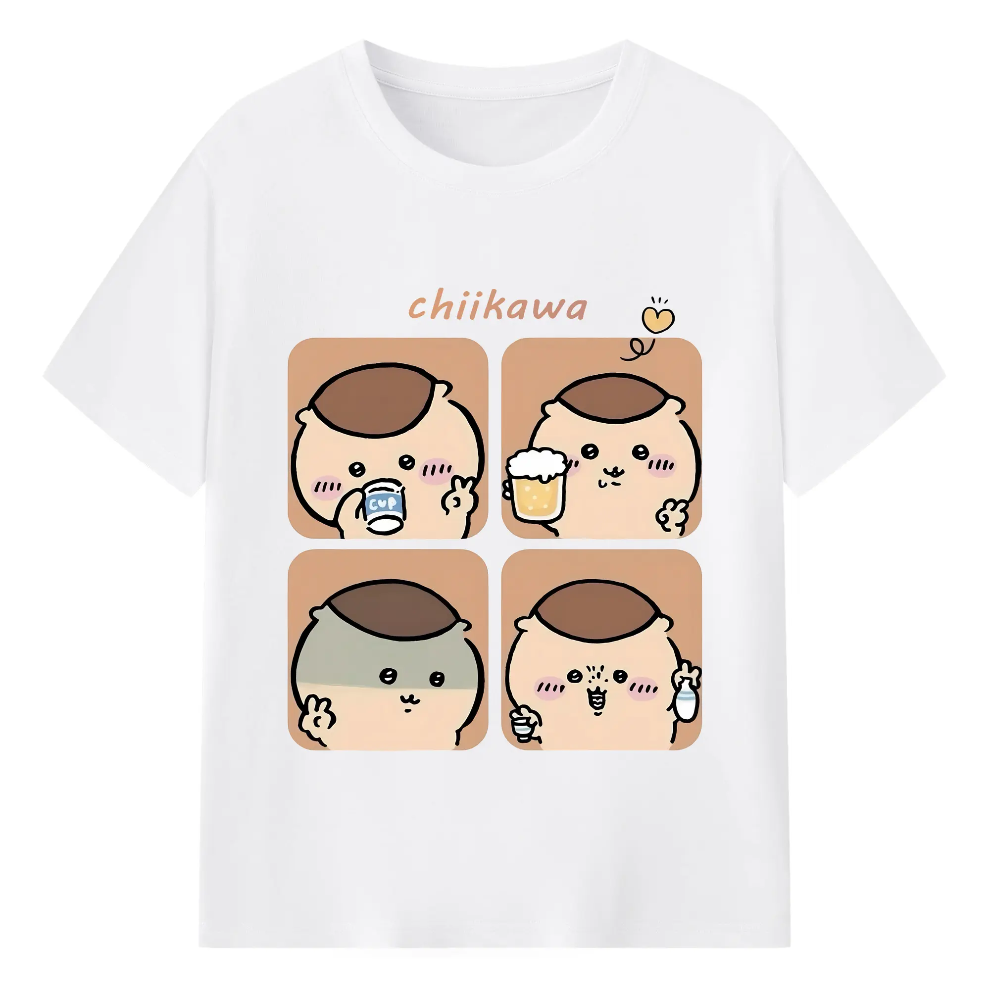ちい が わ グッズ くりまんじゅう - 綿100％ 半袖Tシャツ ・ フロントプリント ・ 快適 通気性 ・ 日常使い 散歩 スポーツ用
