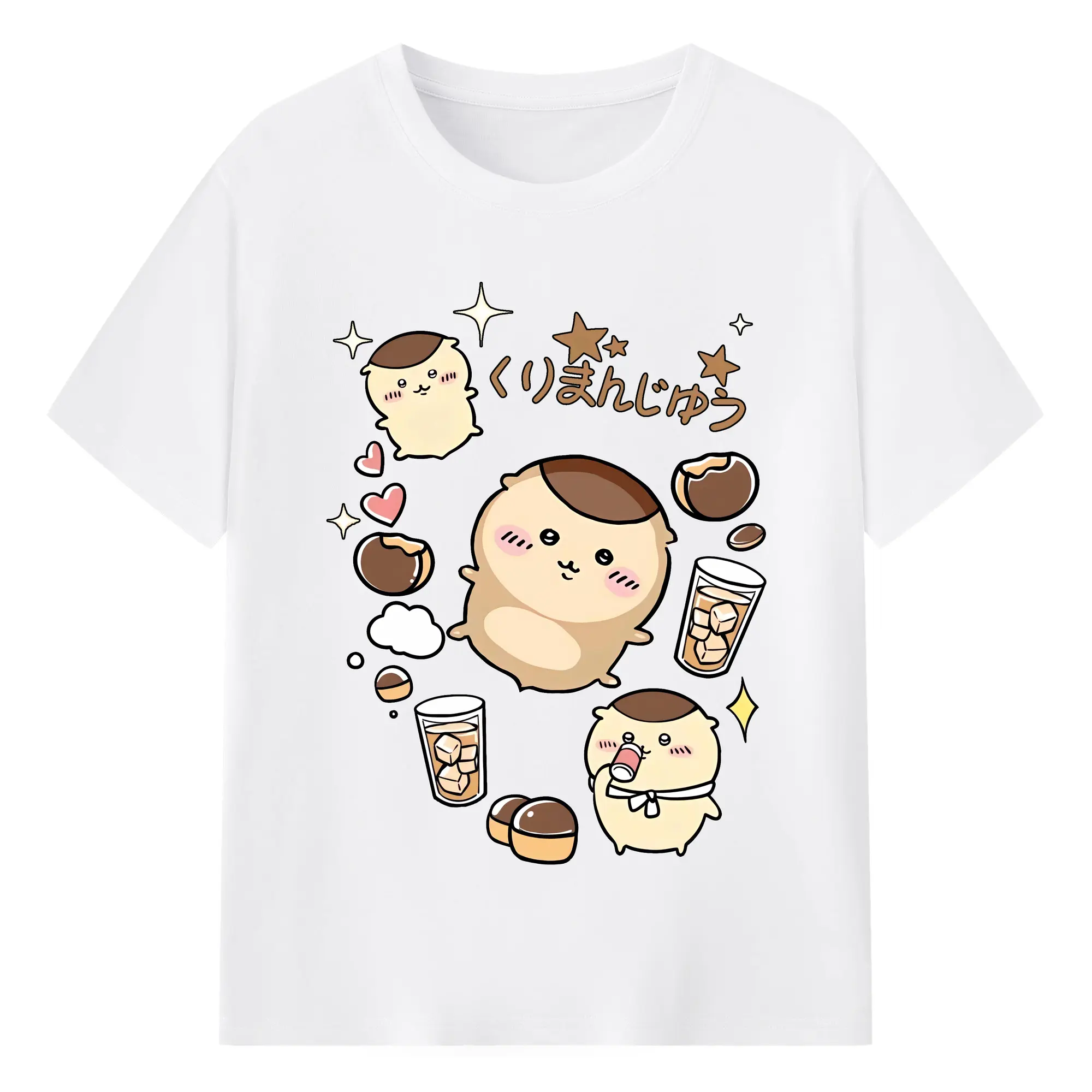 ちい が わ グッズ くりまんじゅう - 綿100％ 半袖Tシャツ ・ フロントプリント ・ 快適 通気性 ・ 日常使い 散歩 スポーツ用