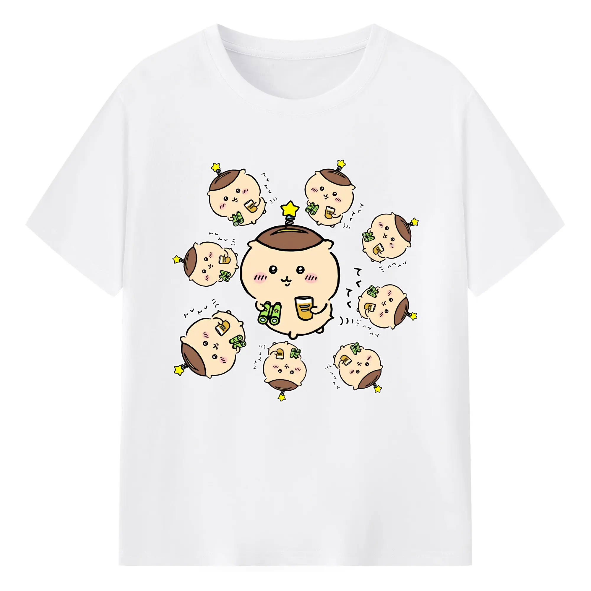 ちい が わ グッズ くりまんじゅう - 綿100％ 半袖Tシャツ ・ フロントプリント ・ 快適 通気性 ・ 日常使い 散歩 スポーツ用