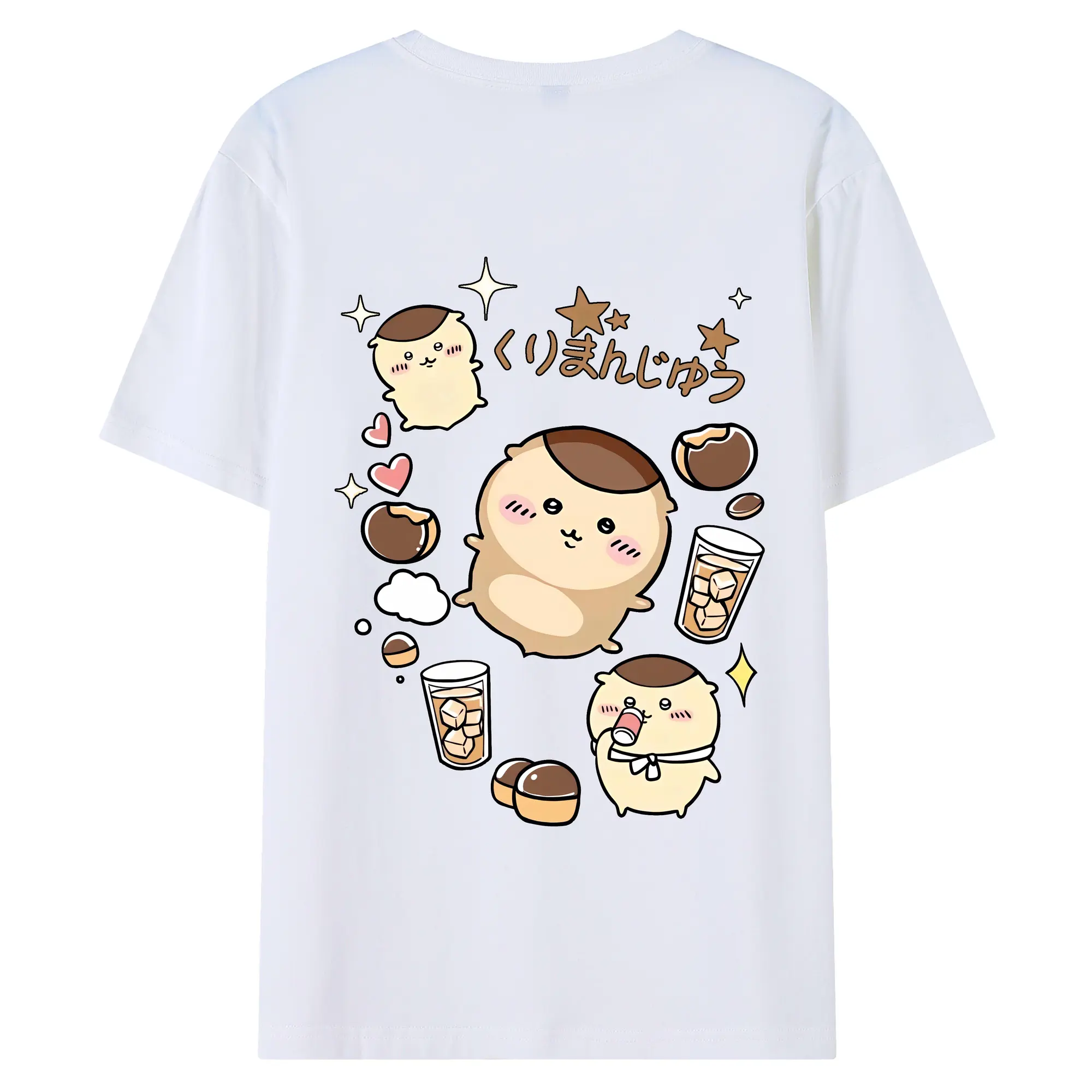 ちい が わ グッズ くりまんじゅう - 綿100％ 半袖Tシャツ ・ バックプリント ・ 快適 通気性 ・ 日常使い 散歩 スポーツ用