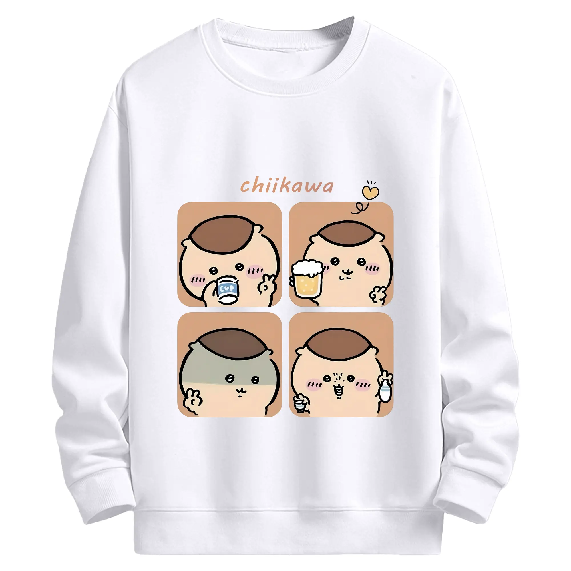 ちい が わ グッズ くりまんじゅう - 高品質 クルーネック スウェット ・ コットン59％ ポリエステル41％ ・ ユニセックス 長袖 トレーナー ・ カジュアル デイリー スポーツ 散歩用