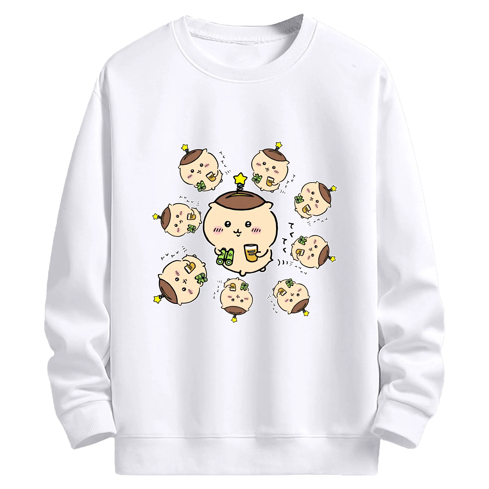 ちい が わ グッズ くりまんじゅう - 高品質 クルーネック スウェット ・ コットン59％ ポリエステル41％ ・ ユニセックス 長袖 トレーナー ・ カジュアル デイリー スポーツ 散歩用