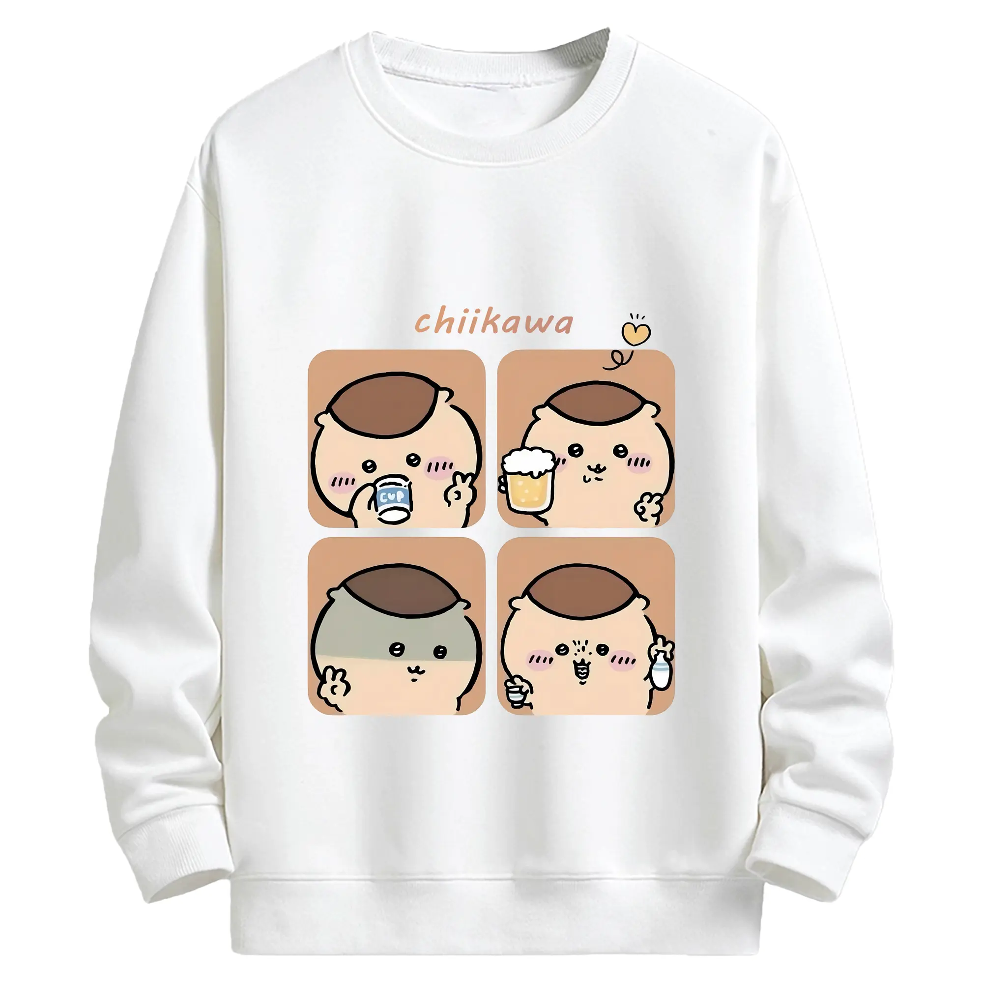 ちい が わ グッズ くりまんじゅう - キッズ クルーネックスウェットシャツ ・ フロントプリント ・ 綿80％ ポリエステル20％ ・ 快適 通学 スポーツ 日常使い お散歩用