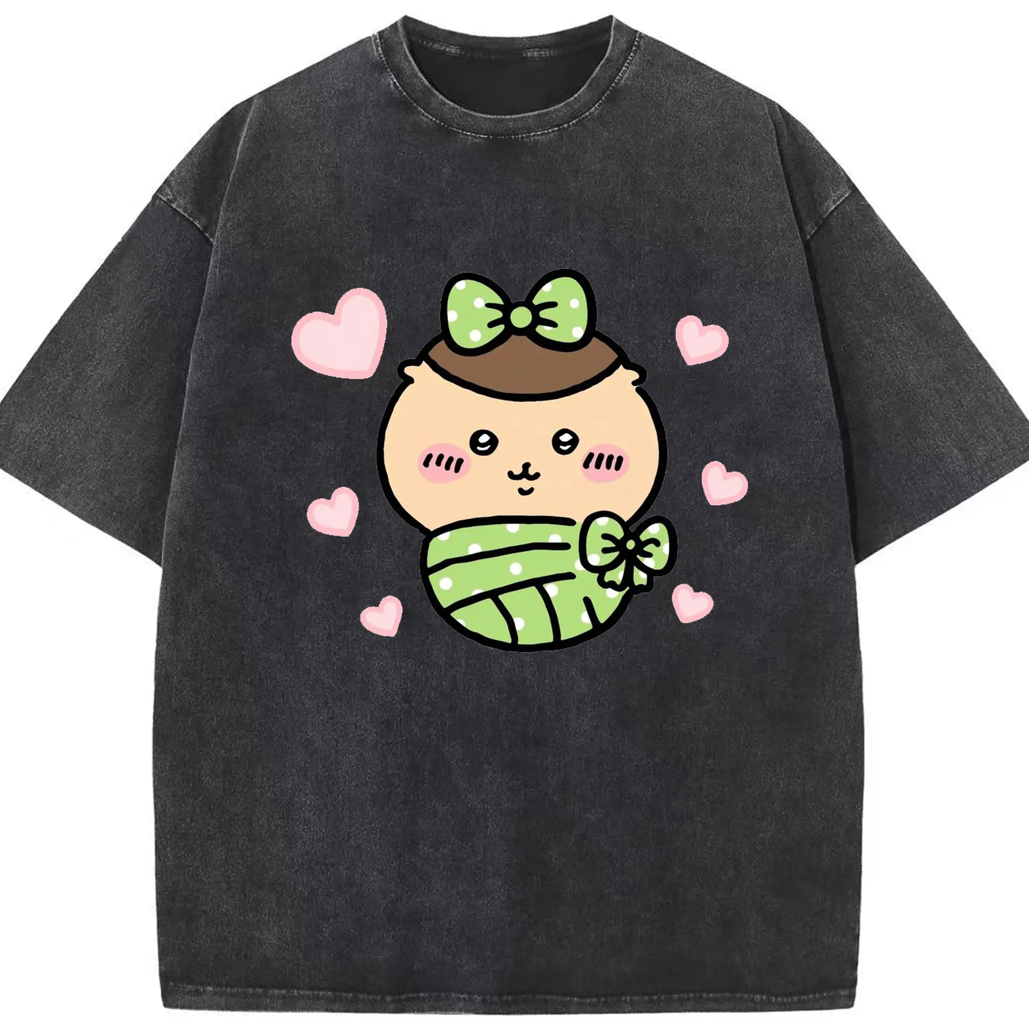 ちい が わ グッズ くりまんじゅう - 綿100％ ヴィンテージ風 半袖Tシャツ ・ フロントプリント ・ 柔らか肌触り ・ 通気性 快適 ・ スポーツ カジュアル 外出用