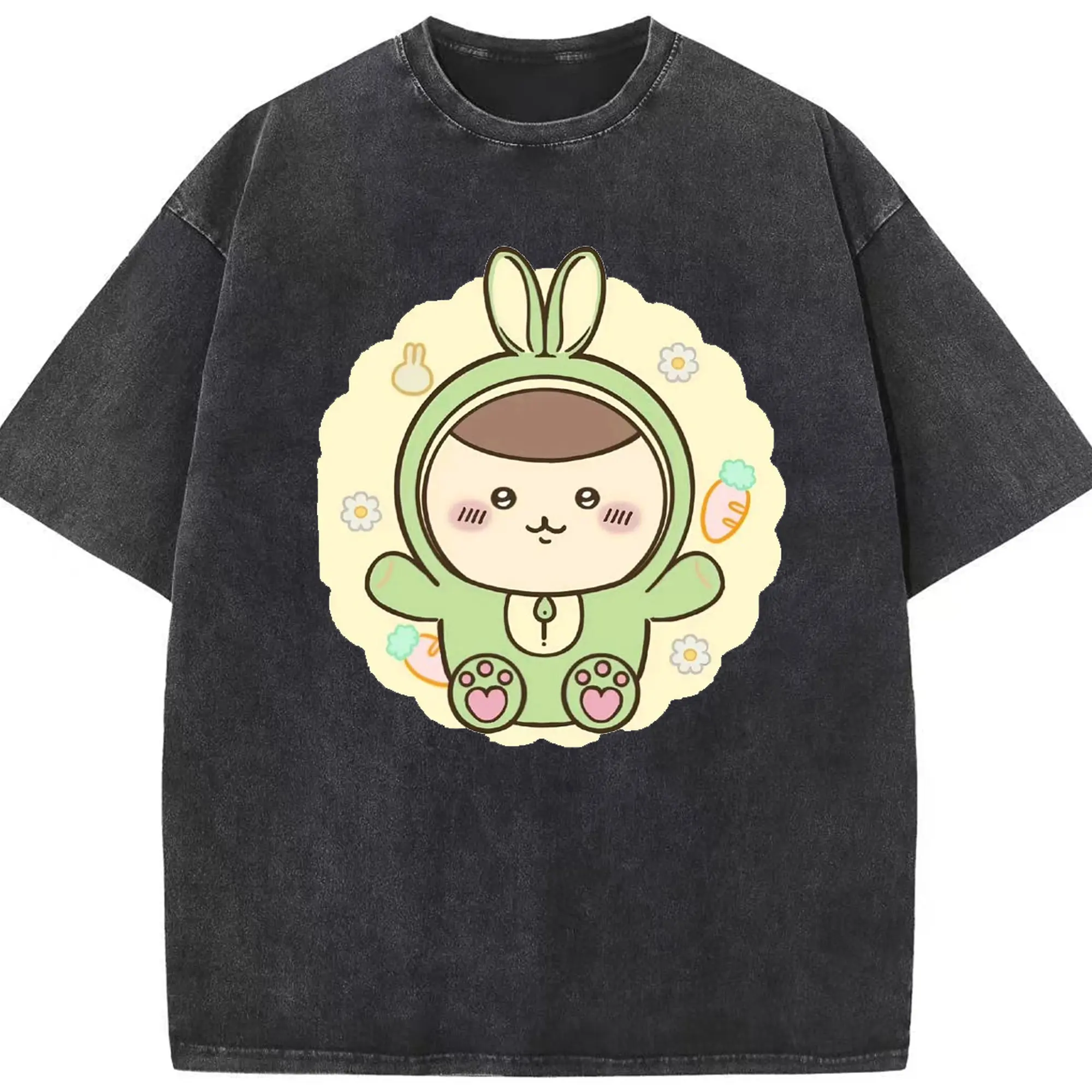 ちい が わ グッズ くりまんじゅう - 綿100％ ヴィンテージ風 半袖Tシャツ ・ フロントプリント ・ 柔らか肌触り ・ 通気性 快適 ・ スポーツ カジュアル 外出用