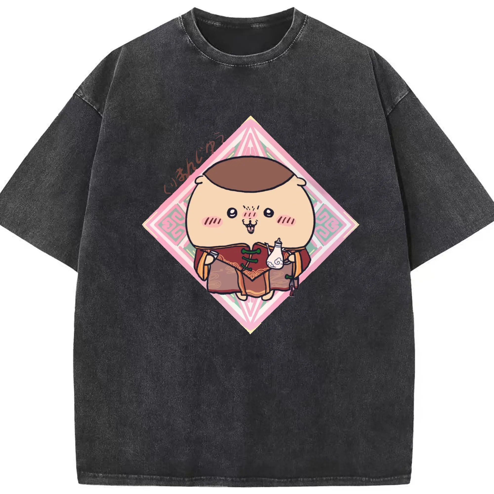 ちい が わ グッズ くりまんじゅう - 綿100％ ヴィンテージ風 半袖Tシャツ ・ フロントプリント ・ 柔らか肌触り ・ 通気性 快適 ・ スポーツ カジュアル 外出用