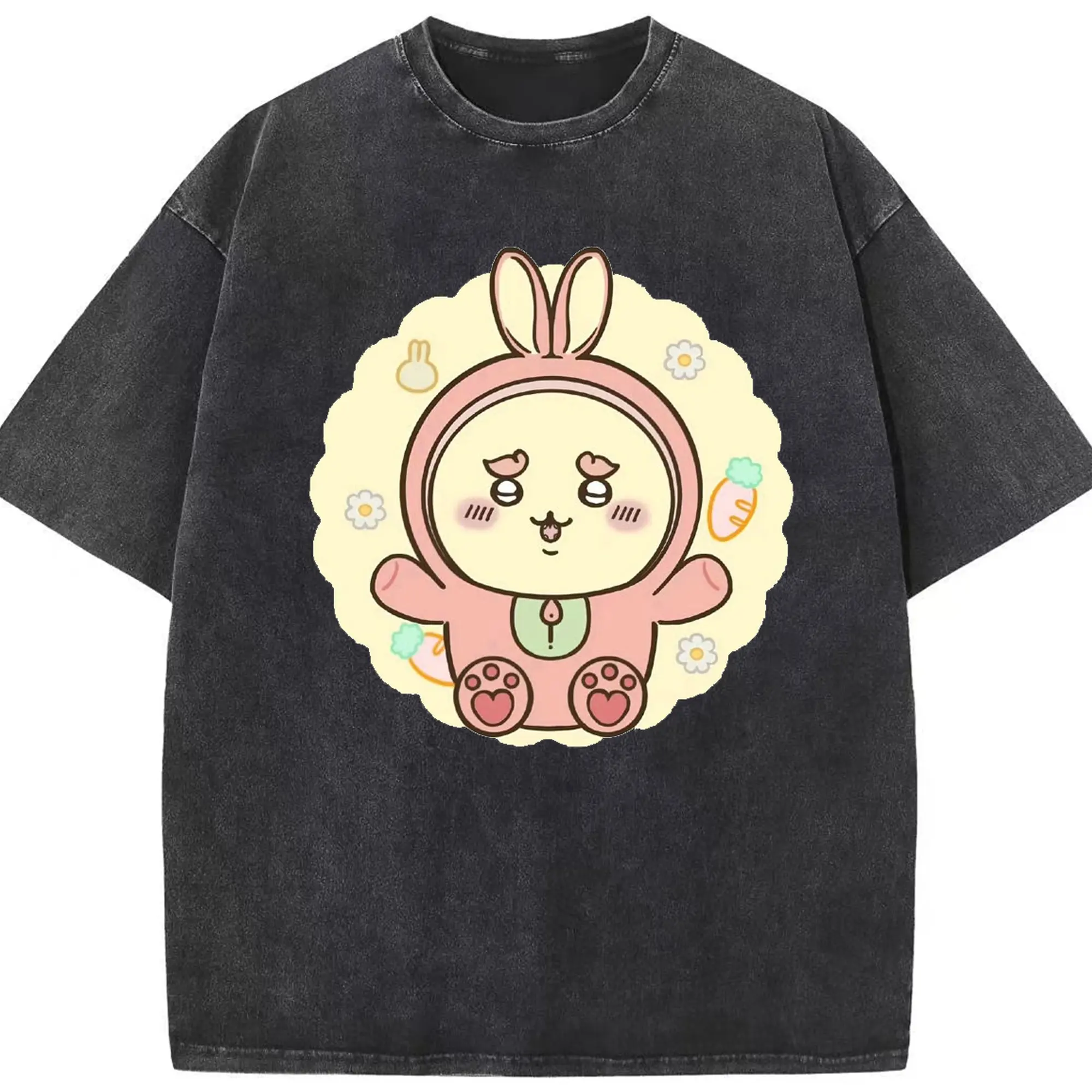 ちい が わ グッズ シーサー - 綿100％ ヴィンテージ風 半袖Tシャツ ・ フロントプリント ・ 柔らか肌触り ・ 通気性 快適 ・ スポーツ カジュアル 外出用