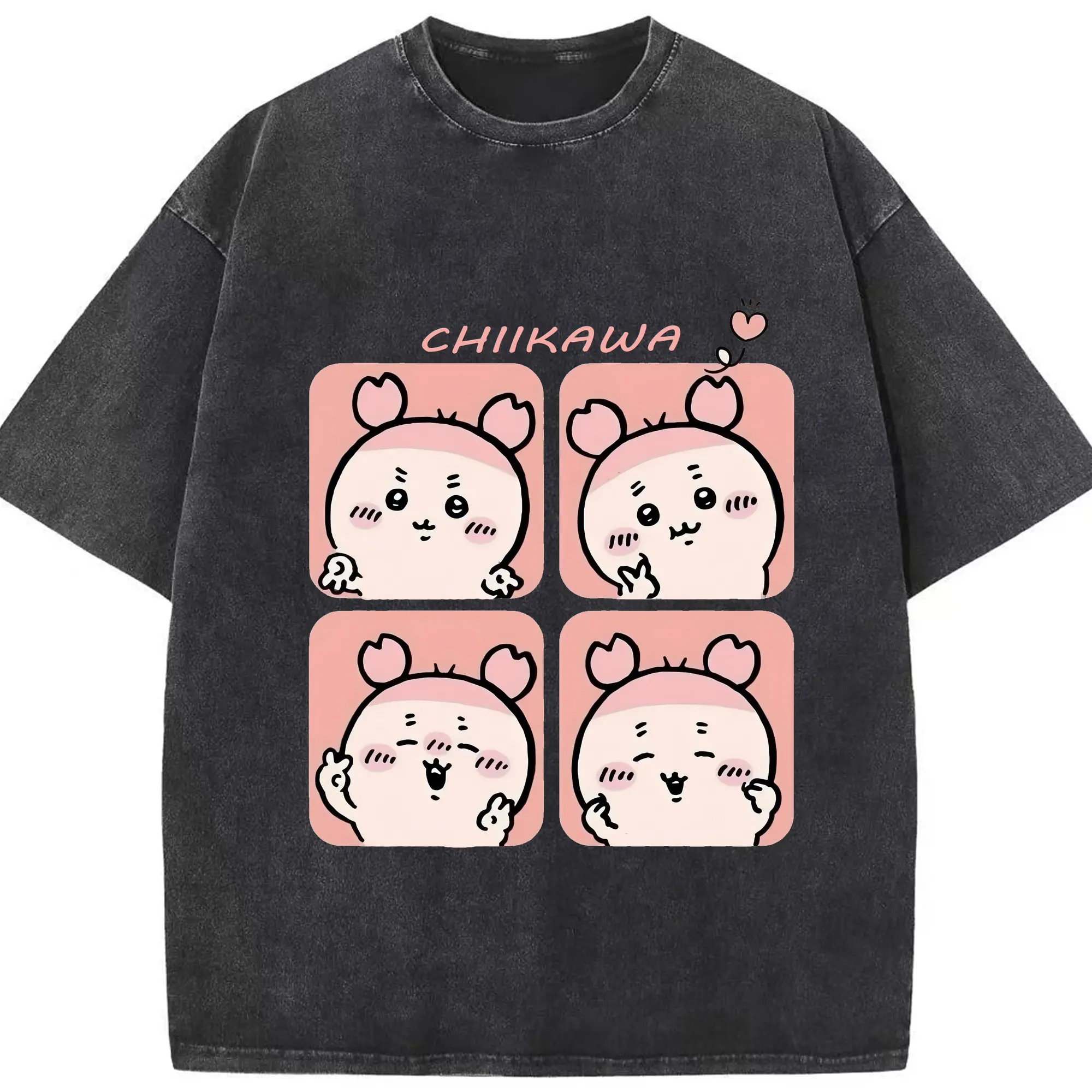 ちい が わ グッズ かに - 綿100％ ヴィンテージ風 半袖Tシャツ ・ フロントプリント ・ 柔らか肌触り ・ 通気性 快適 ・ スポーツ カジュアル 外出用