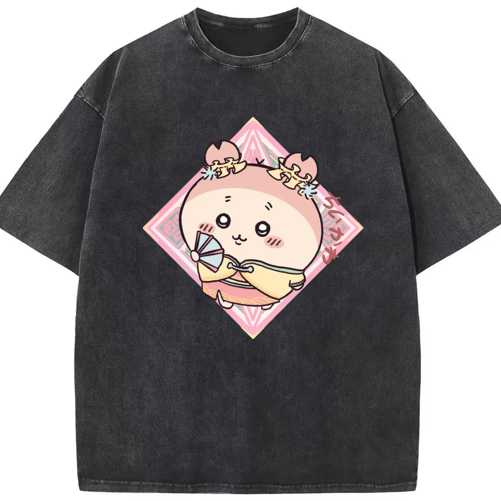 ちい が わ グッズ かに - 綿100％ ヴィンテージ風 半袖Tシャツ ・ フロントプリント ・ 柔らか肌触り ・ 通気性 快適 ・ スポーツ カジュアル 外出用