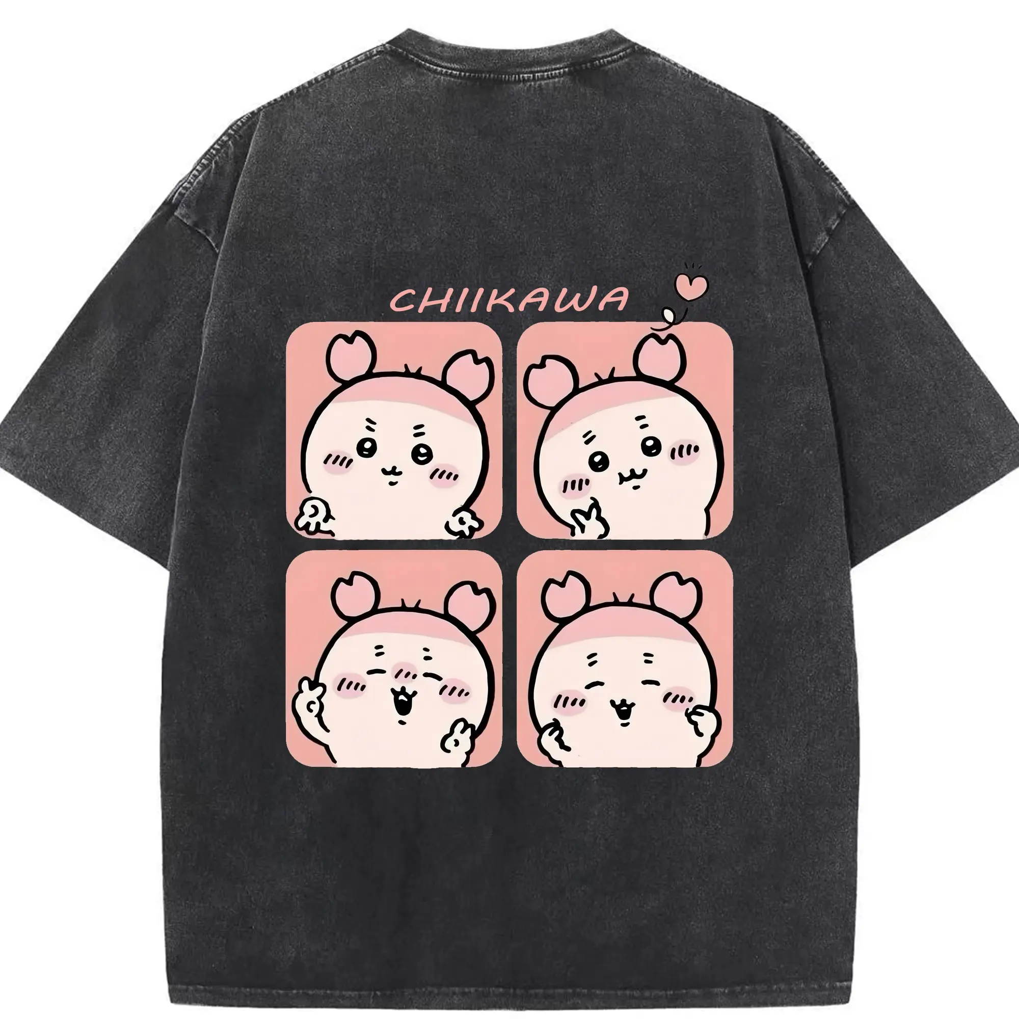 ちい が わ グッズ かに - 綿100％ ヴィンテージ風 半袖Tシャツ ・ 背面プリント ・ 柔らか肌触り ・ 通気性 快適 ・ スポーツ カジュアル 外出用