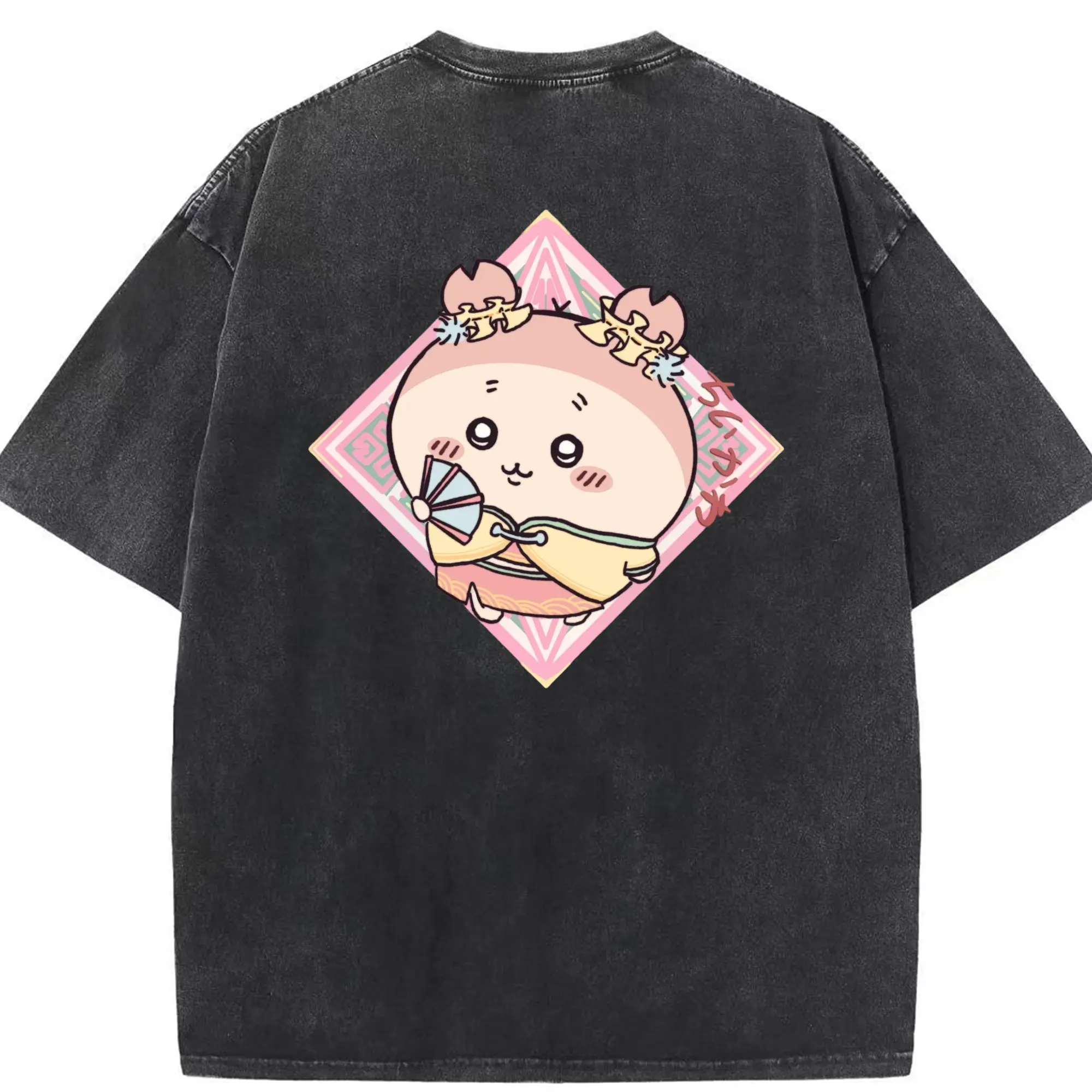 ちい が わ グッズ かに - 綿100％ ヴィンテージ風 半袖Tシャツ ・ 背面プリント ・ 柔らか肌触り ・ 通気性 快適 ・ スポーツ カジュアル 外出用