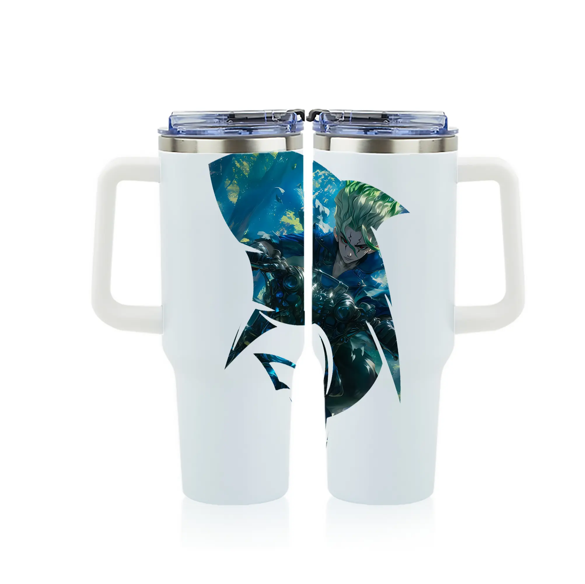 ドクターストーン グッズ,石神千空 - 1200mL フルプリント車用タンブラー ・ 304ステンレス 内側 ・ 201ステンレス 外側 ・ 保温 保冷 ・ 通勤 ドライブ アウトドア用