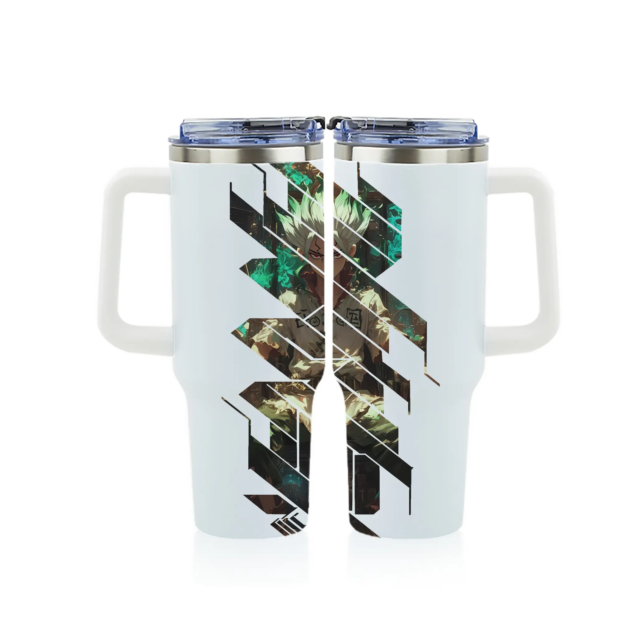 ドクターストーン グッズ,石神千空 - 1200mL フルプリント車用タンブラー ・ 304ステンレス 内側 ・ 201ステンレス 外側 ・ 保温 保冷 ・ 通勤 ドライブ アウトドア用