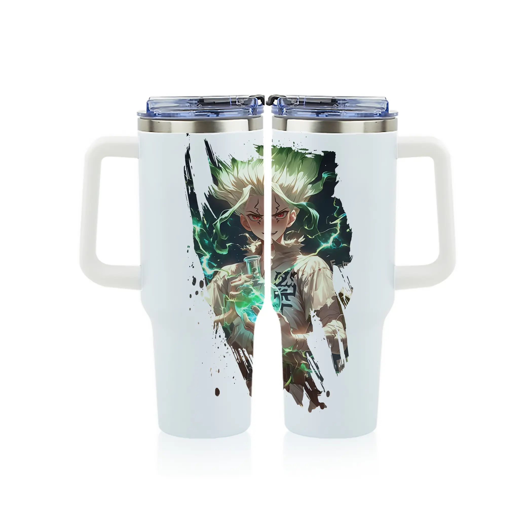 ドクターストーン グッズ,石神千空 - 1200mL フルプリント車用タンブラー ・ 304ステンレス 内側 ・ 201ステンレス 外側 ・ 保温 保冷 ・ 通勤 ドライブ アウトドア用