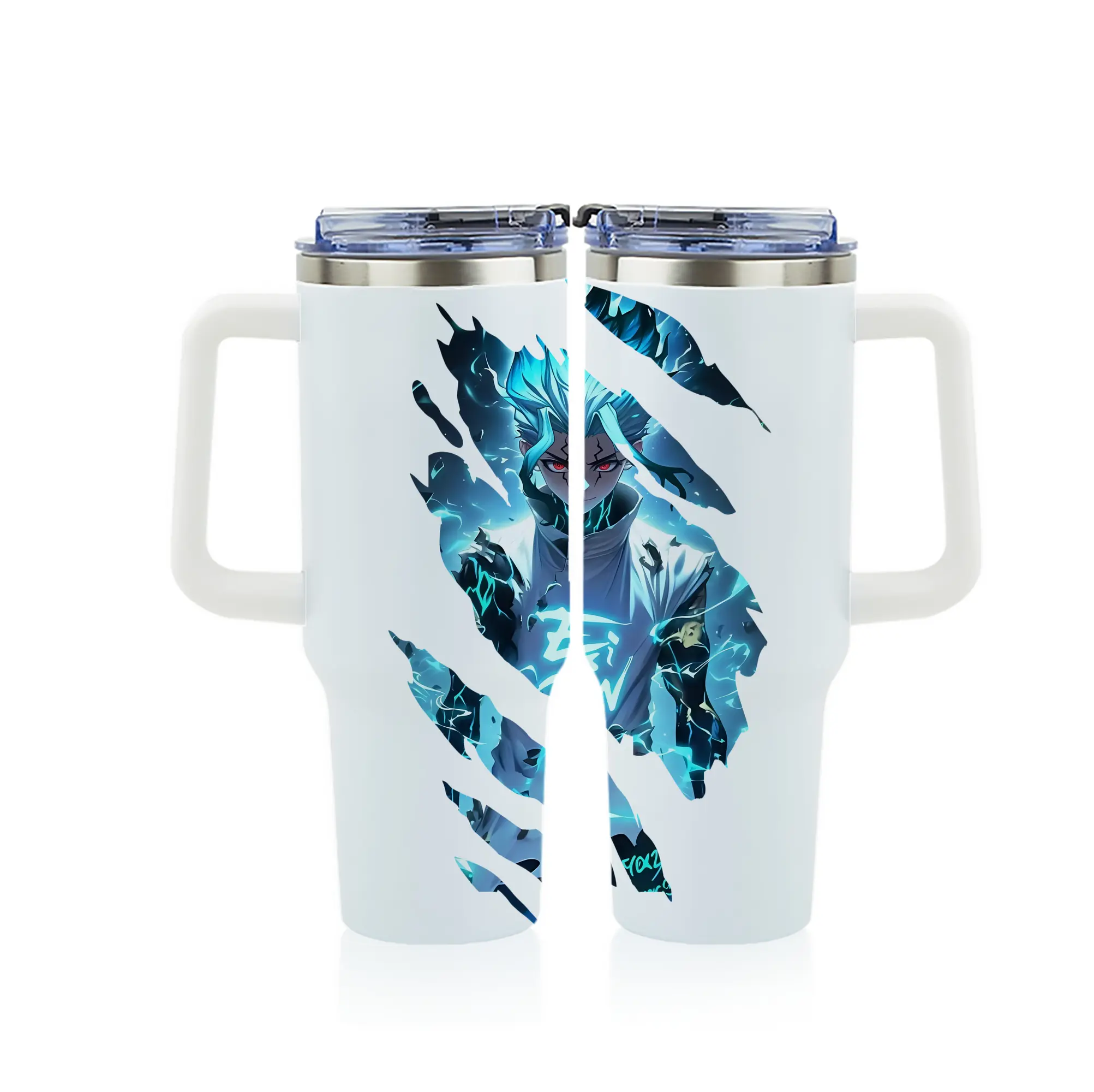 ドクターストーン グッズ,石神千空 - 1200mL フルプリント車用タンブラー ・ 304ステンレス 内側 ・ 201ステンレス 外側 ・ 保温 保冷 ・ 通勤 ドライブ アウトドア用