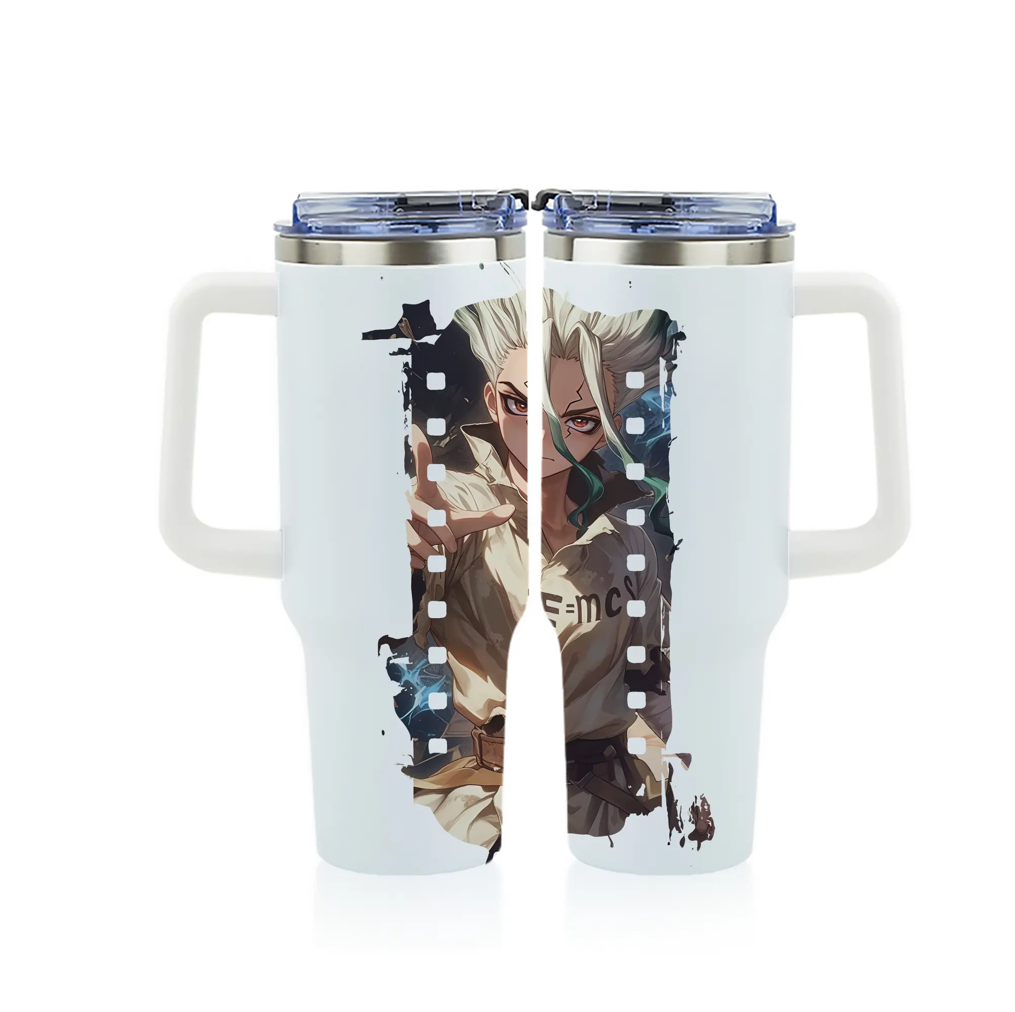 ドクターストーン グッズ,石神千空 - 1200mL フルプリント車用タンブラー ・ 304ステンレス 内側 ・ 201ステンレス 外側 ・ 保温 保冷 ・ 通勤 ドライブ アウトドア用