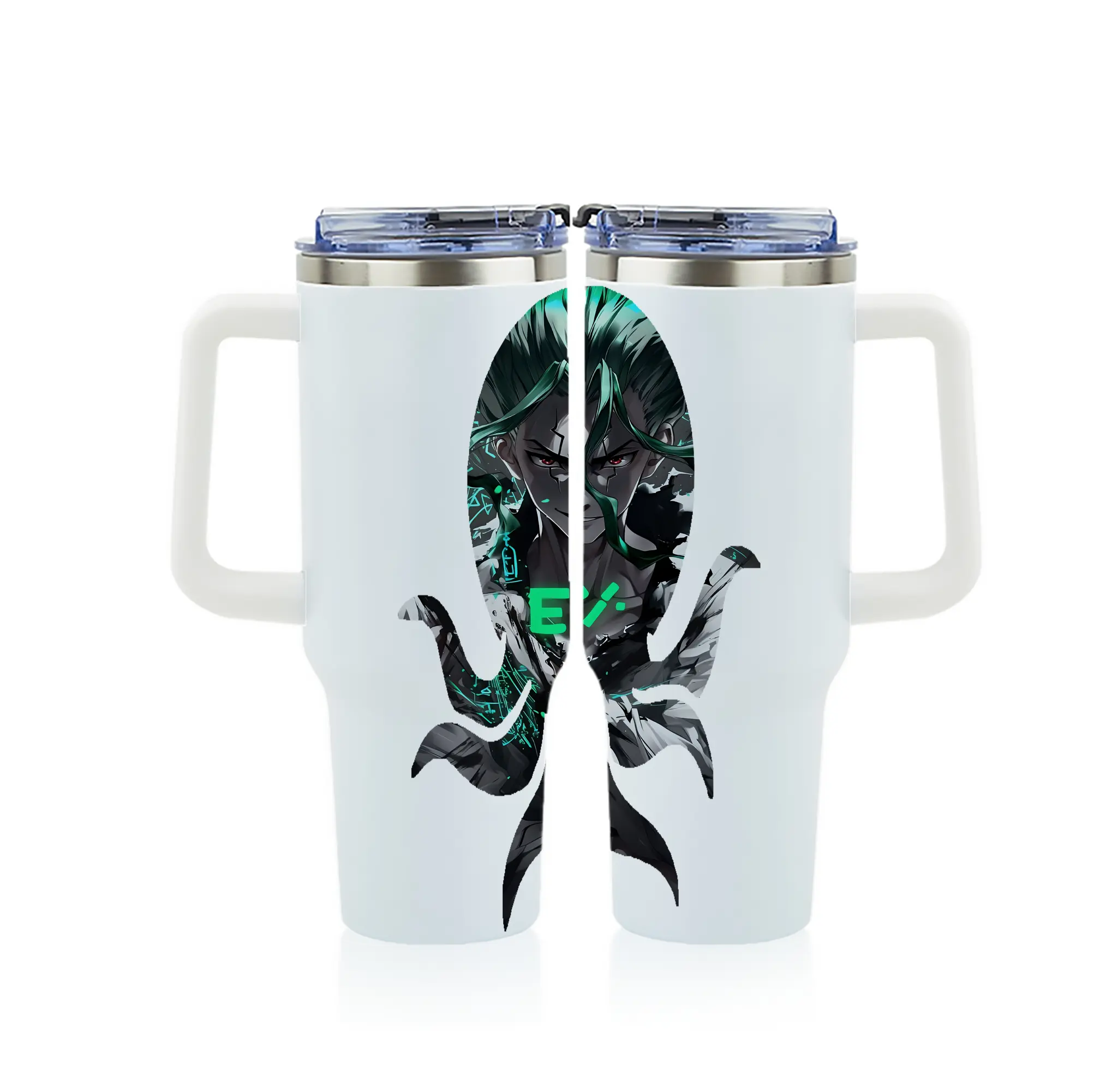 ドクターストーン グッズ,石神千空 - 1200mL フルプリント車用タンブラー ・ 304ステンレス 内側 ・ 201ステンレス 外側 ・ 保温 保冷 ・ 通勤 ドライブ アウトドア用