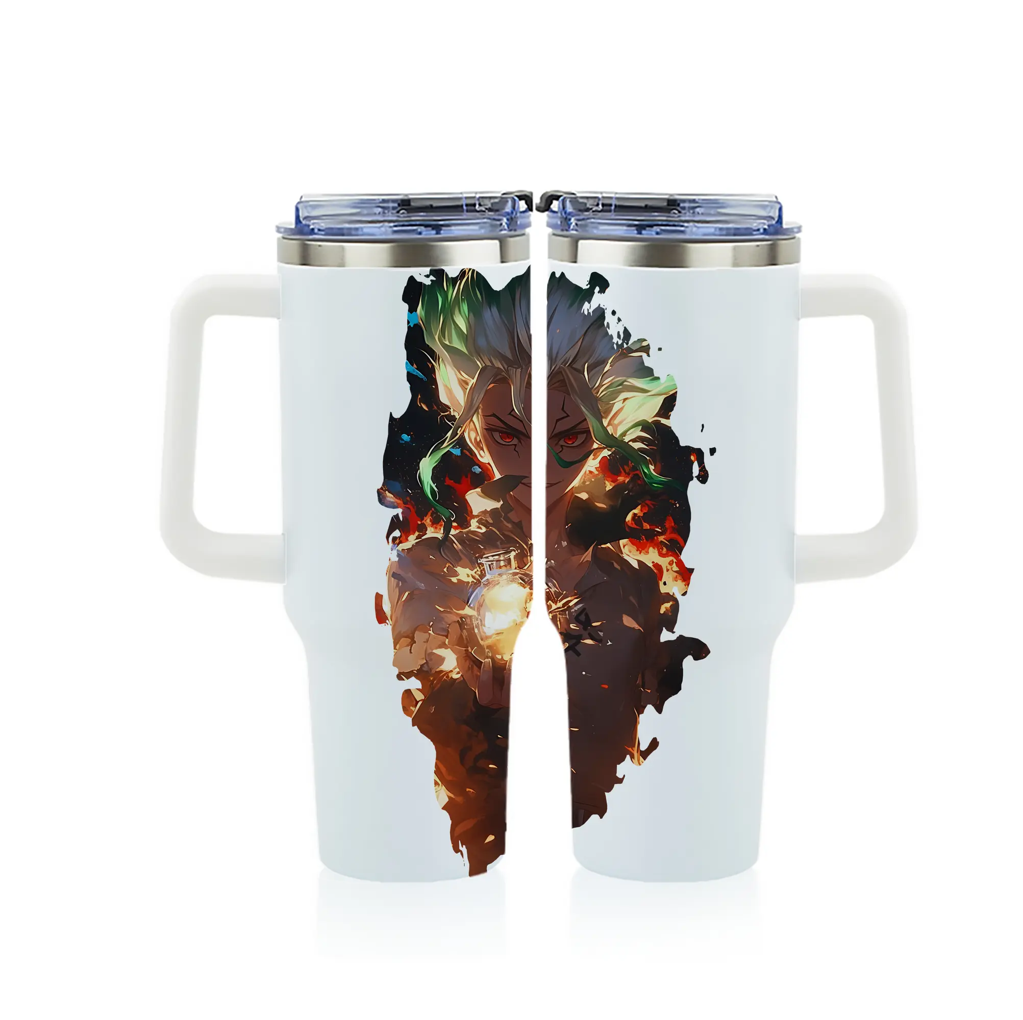 ドクターストーン グッズ,石神千空 - 1200mL フルプリント車用タンブラー ・ 304ステンレス 内側 ・ 201ステンレス 外側 ・ 保温 保冷 ・ 通勤 ドライブ アウトドア用