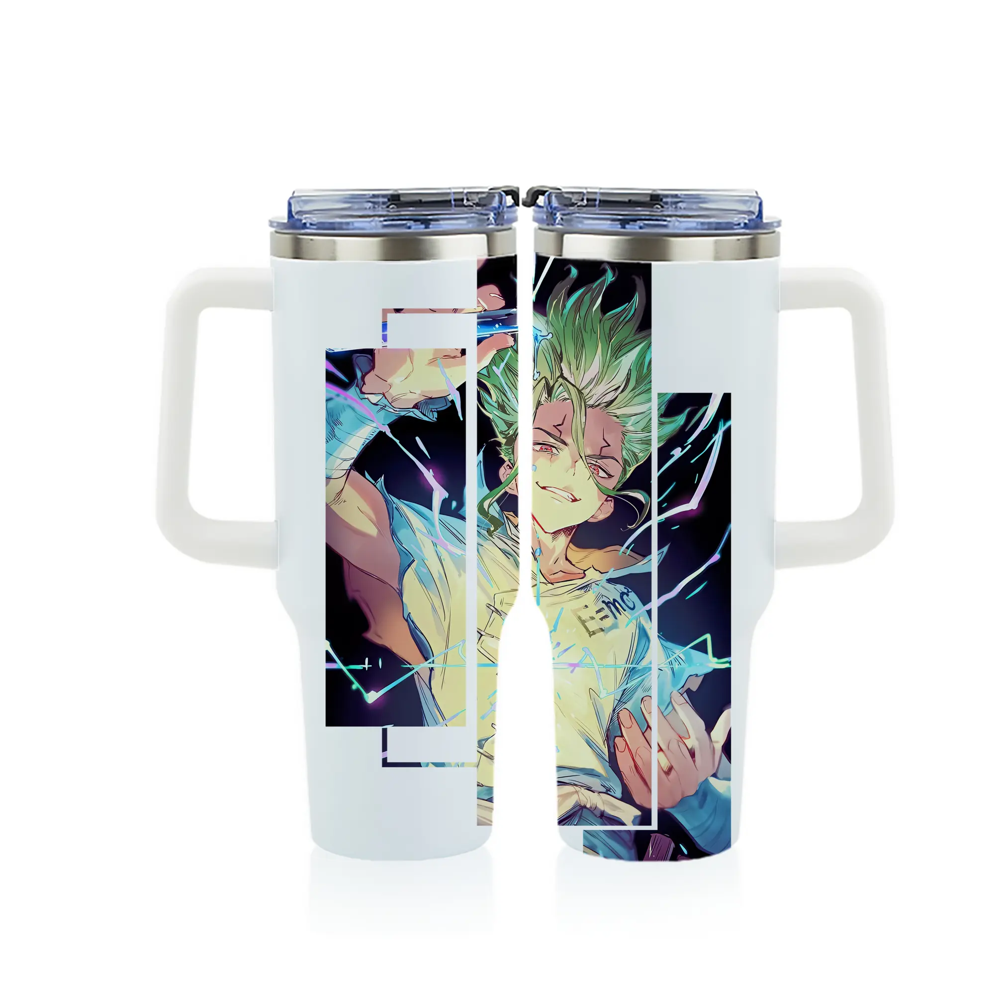 ドクターストーン グッズ,石神千空 - 1200mL フルプリント車用タンブラー ・ 304ステンレス 内側 ・ 201ステンレス 外側 ・ 保温 保冷 ・ 通勤 ドライブ アウトドア用