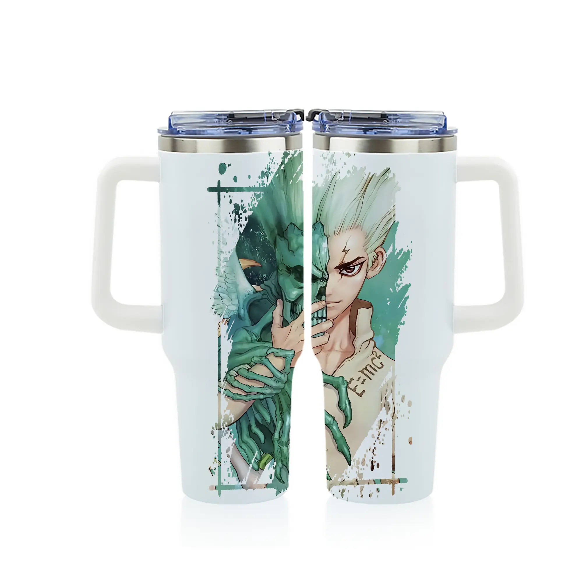 ドクターストーン グッズ,石神千空 - 1200mL フルプリント車用タンブラー ・ 304ステンレス 内側 ・ 201ステンレス 外側 ・ 保温 保冷 ・ 通勤 ドライブ アウトドア用