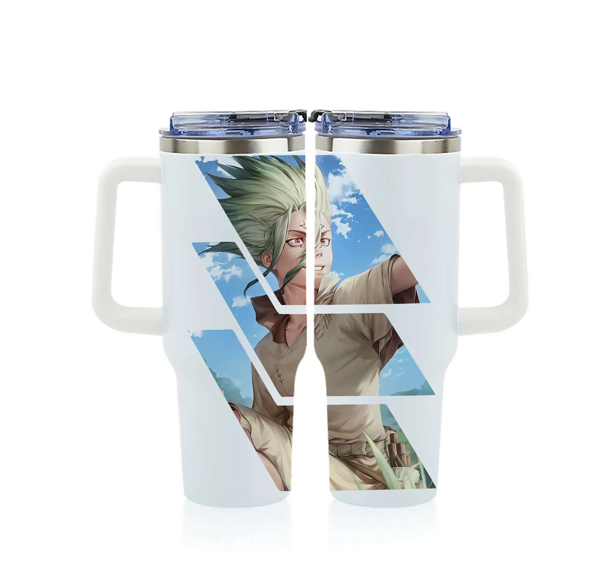 ドクターストーン グッズ,石神千空 - 1200mL フルプリント車用タンブラー ・ 304ステンレス 内側 ・ 201ステンレス 外側 ・ 保温 保冷 ・ 通勤 ドライブ アウトドア用