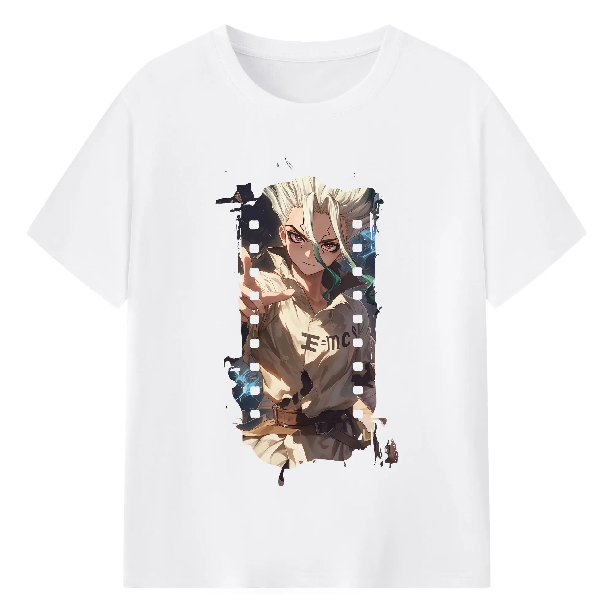 ドクターストーン グッズ,石神千空 - 綿100％ 半袖Tシャツ ・ フロントプリント ・ 快適 通気性 ・ 日常使い 散歩 スポーツ用