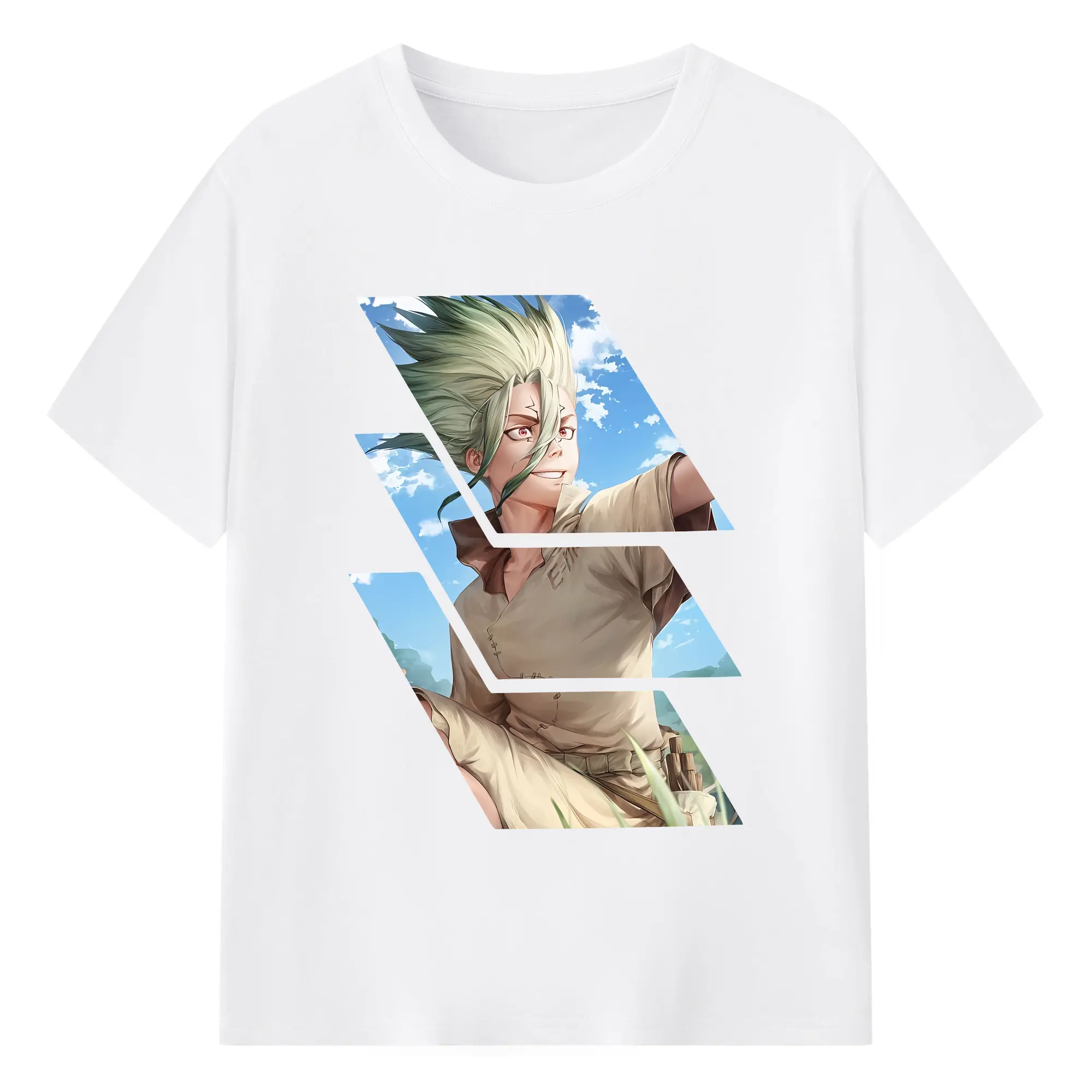 ドクターストーン グッズ,石神千空 - 綿100％ 半袖Tシャツ ・ フロントプリント ・ 快適 通気性 ・ 日常使い 散歩 スポーツ用