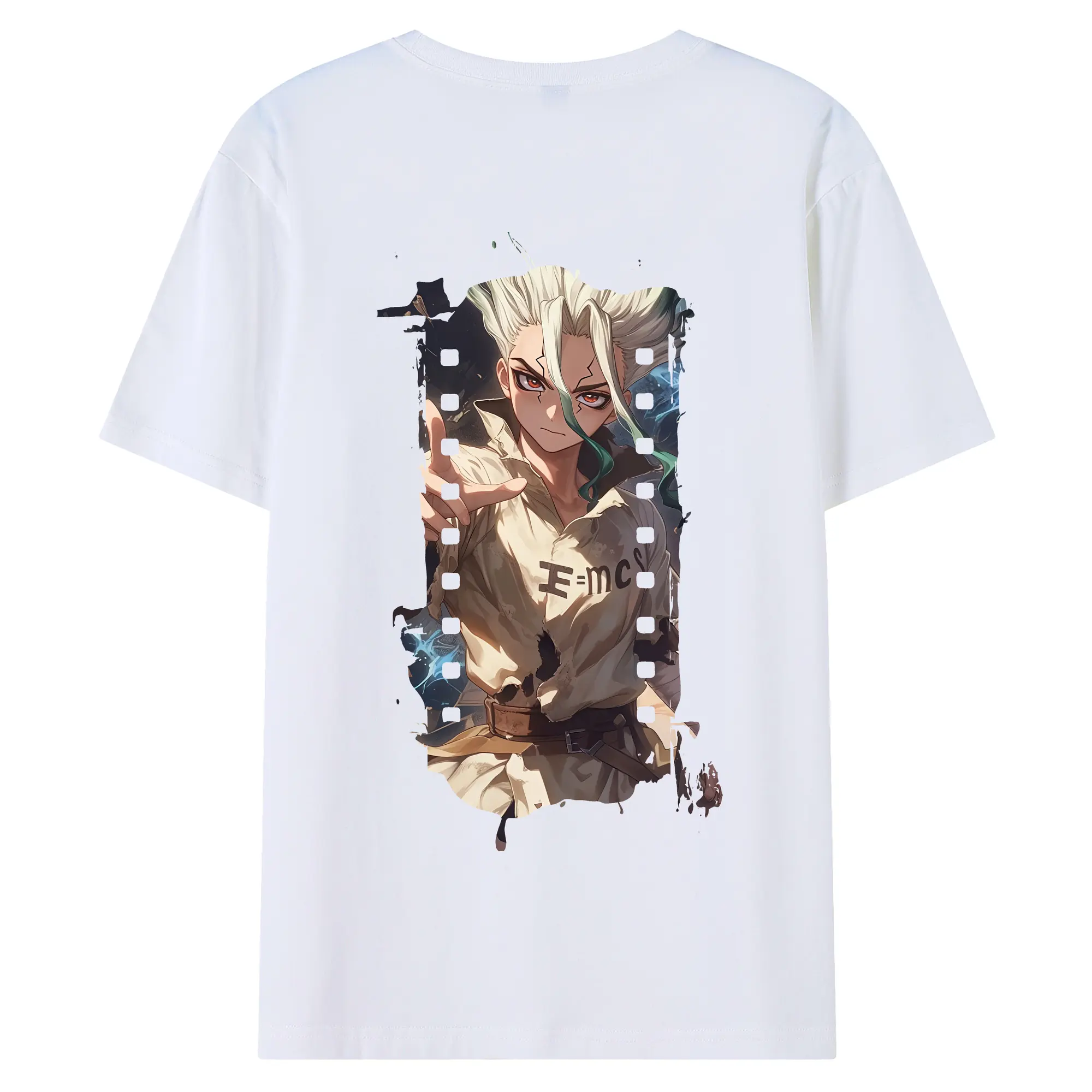 ドクターストーン グッズ,石神千空 - 綿100％ 半袖Tシャツ ・ バックプリント ・ 快適 通気性 ・ 日常使い 散歩 スポーツ用