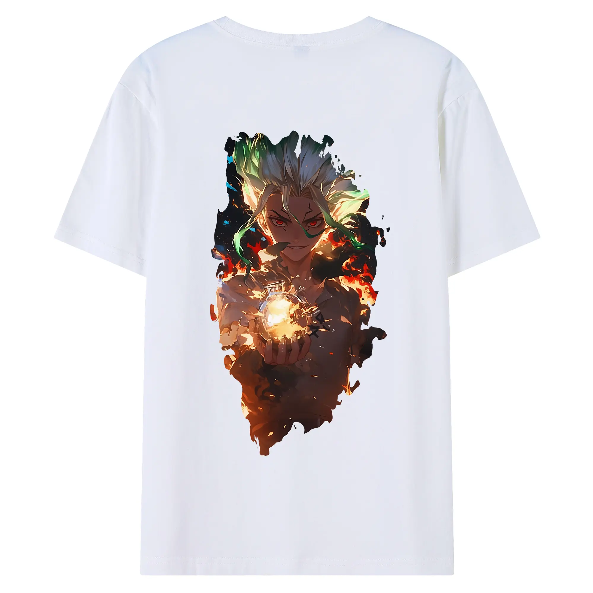 ドクターストーン グッズ,石神千空 - 綿100％ 半袖Tシャツ ・ バックプリント ・ 快適 通気性 ・ 日常使い 散歩 スポーツ用