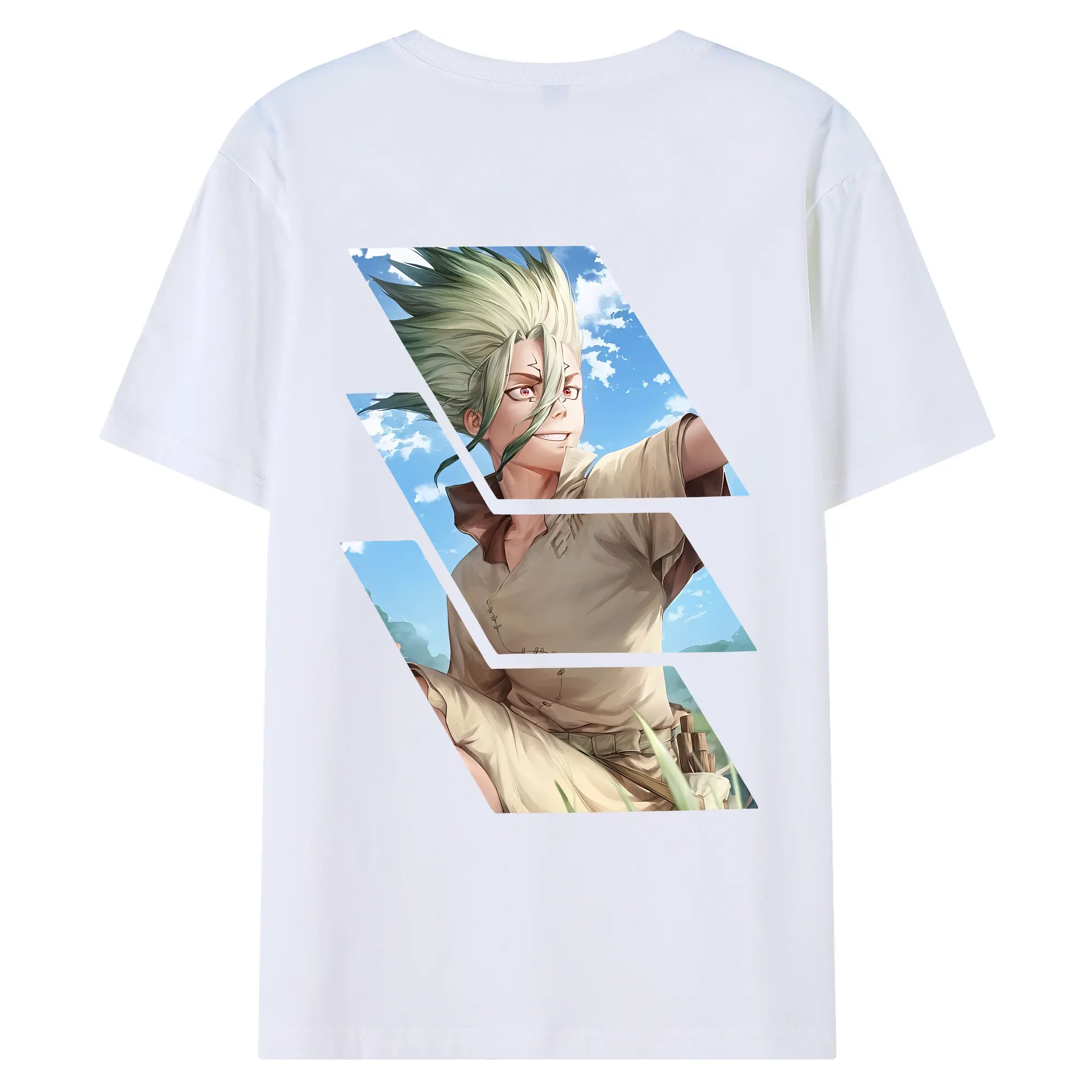 ドクターストーン グッズ,石神千空 - 綿100％ 半袖Tシャツ ・ バックプリント ・ 快適 通気性 ・ 日常使い 散歩 スポーツ用