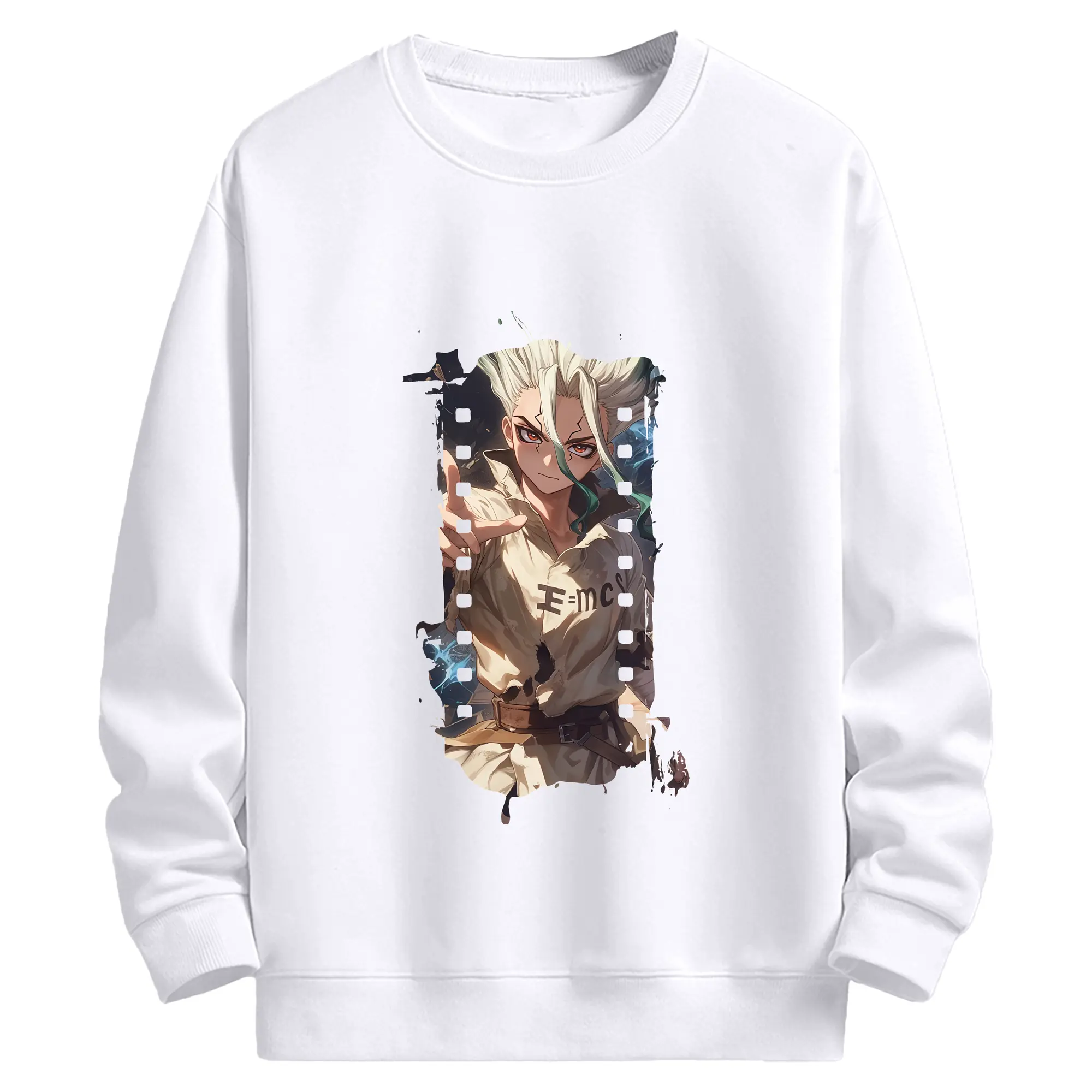 ドクターストーン グッズ,石神千空 - 高品質 クルーネック スウェット ・ コットン59％ ポリエステル41％ ・ ユニセックス 長袖 トレーナー ・ カジュアル デイリー スポーツ 散歩用