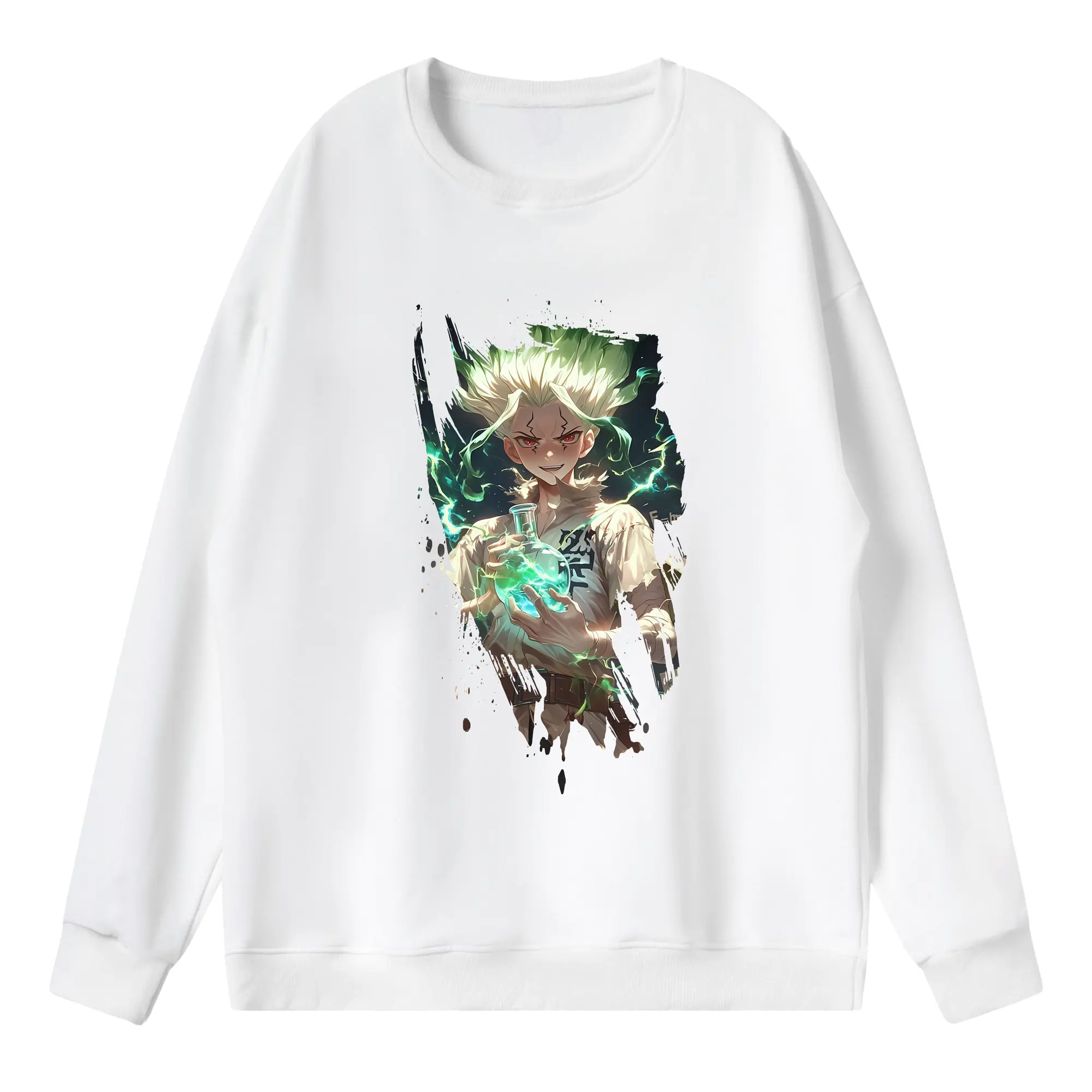 ドクターストーン グッズ,石神千空 - 薄手 クルーネック スウェット 裏毛260g · ポリエステル 春秋向け カジュアル 男女兼用 · トレーナー デイリー スポーツ 散歩に最適