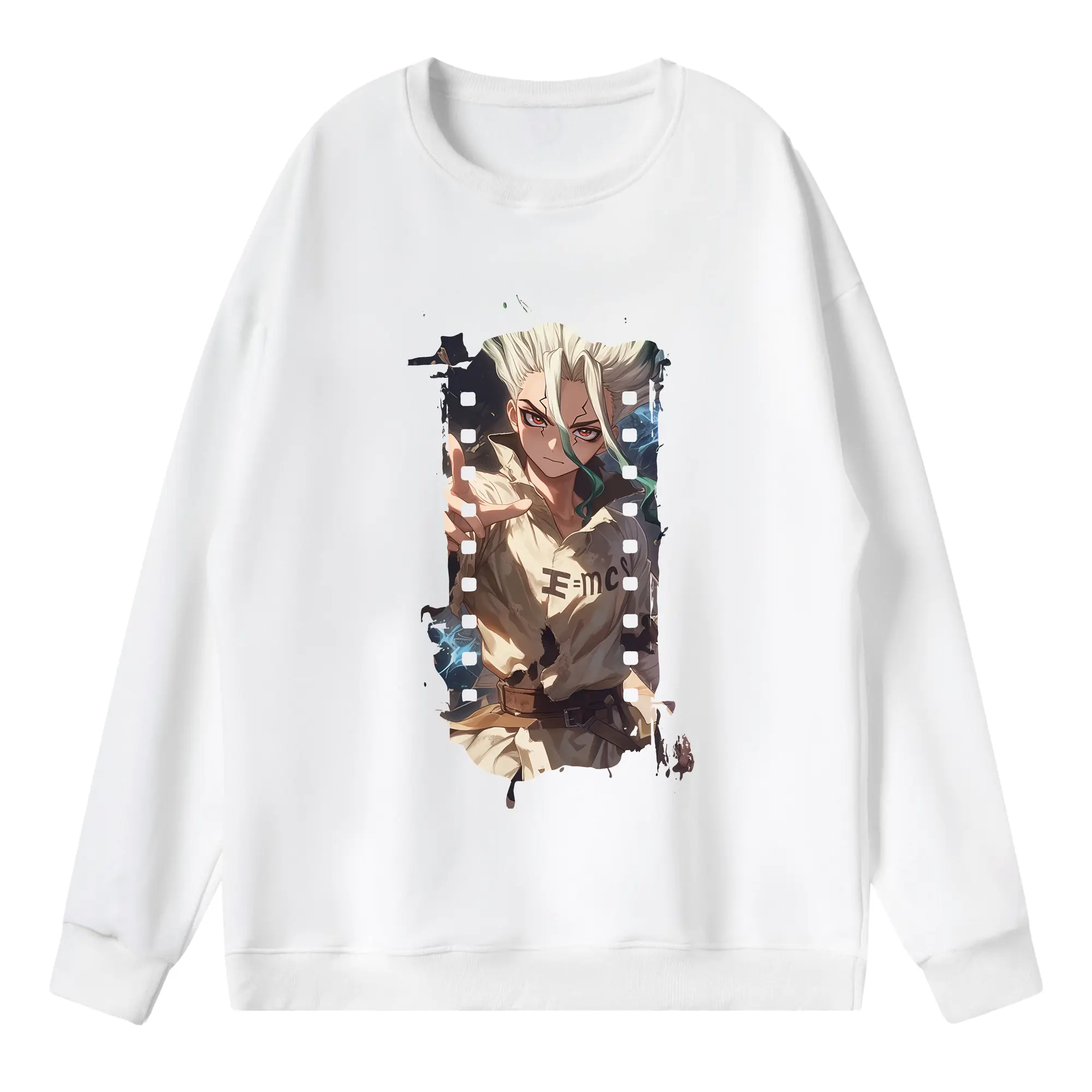 ドクターストーン グッズ,石神千空 - 薄手 クルーネック スウェット 裏毛260g · ポリエステル 春秋向け カジュアル 男女兼用 · トレーナー デイリー スポーツ 散歩に最適