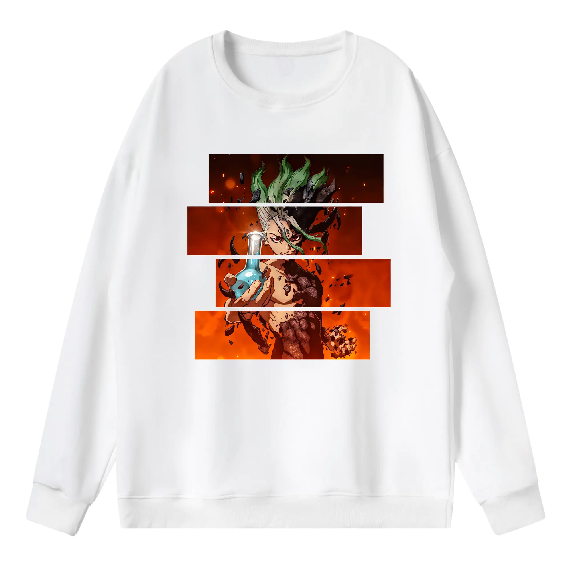 ドクターストーン グッズ,石神千空 - 薄手 クルーネック スウェット 裏毛260g · ポリエステル 春秋向け カジュアル 男女兼用 · トレーナー デイリー スポーツ 散歩に最適