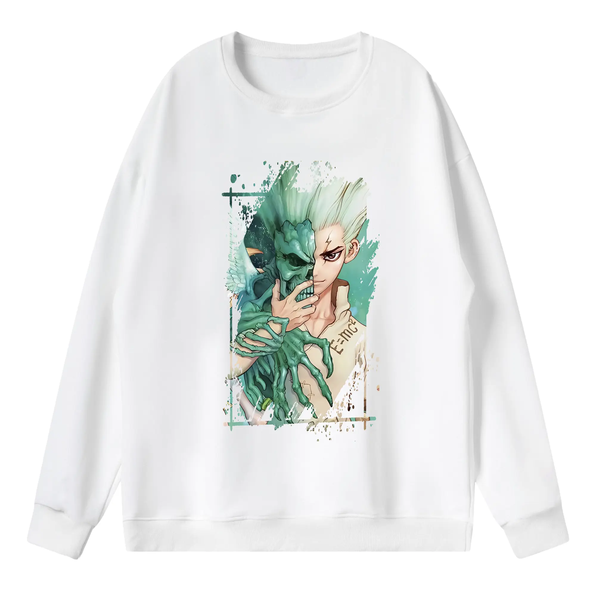 ドクターストーン グッズ,石神千空 - 薄手 クルーネック スウェット 裏毛260g · ポリエステル 春秋向け カジュアル 男女兼用 · トレーナー デイリー スポーツ 散歩に最適