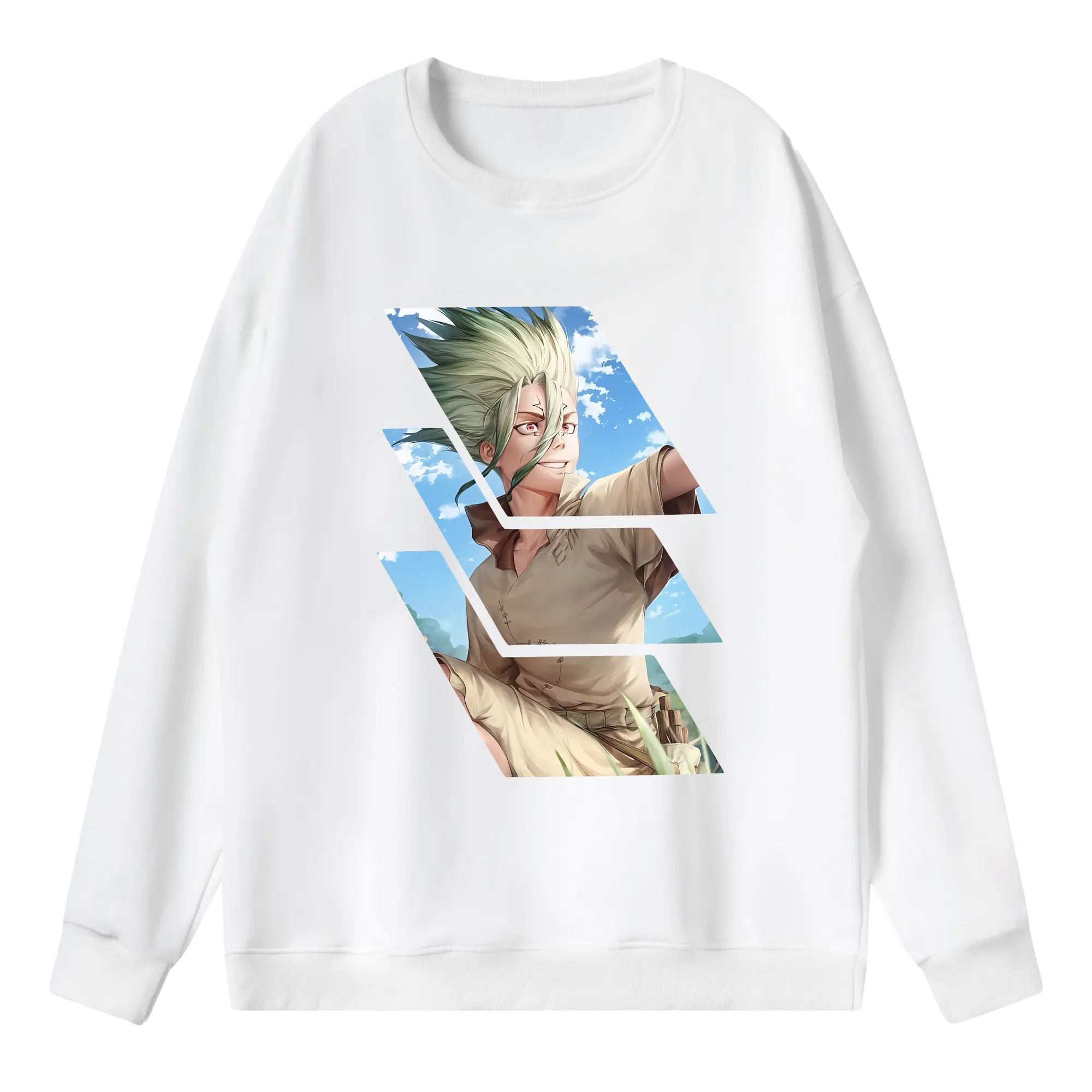 ドクターストーン グッズ,石神千空 - 薄手 クルーネック スウェット 裏毛260g · ポリエステル 春秋向け カジュアル 男女兼用 · トレーナー デイリー スポーツ 散歩に最適