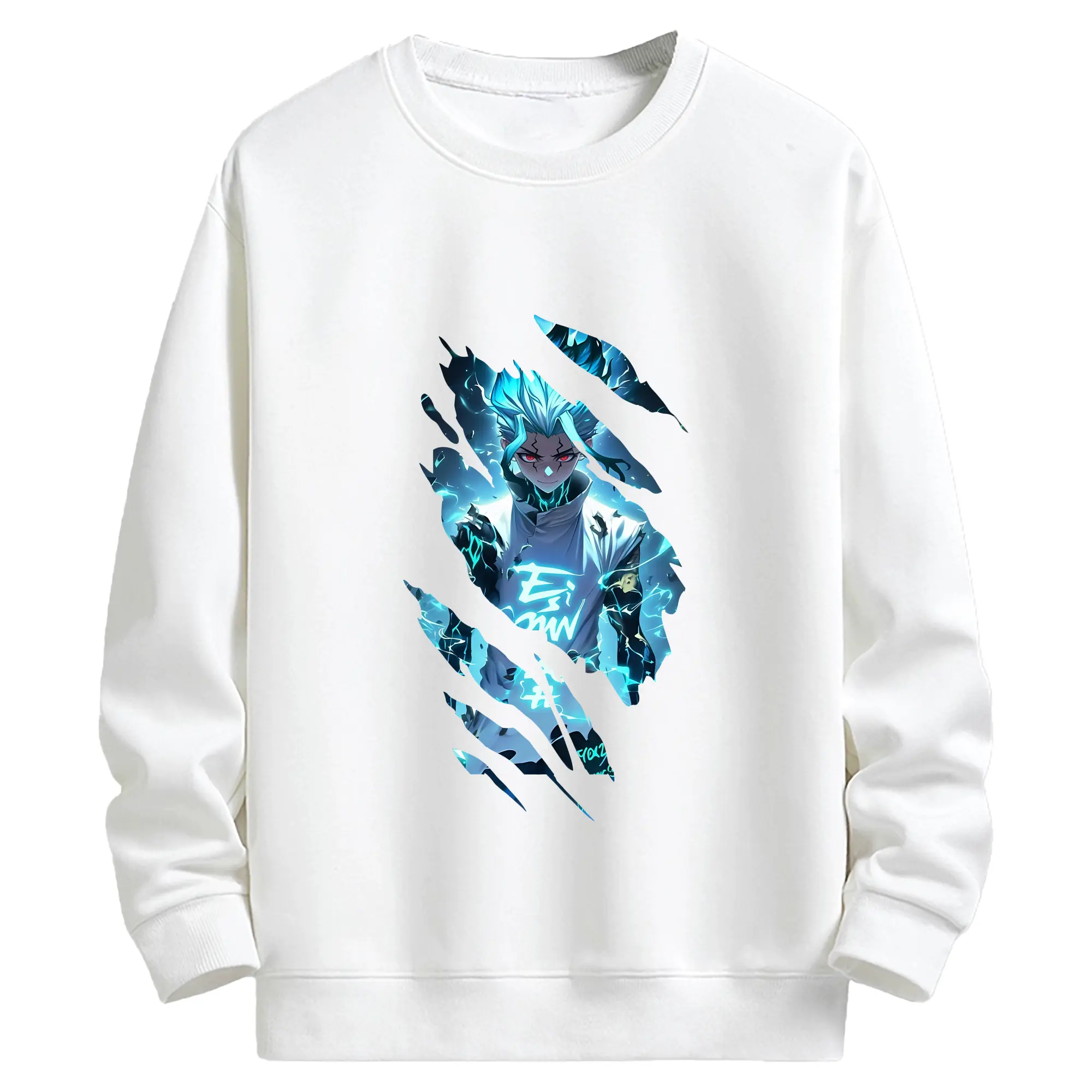 ドクターストーン グッズ,石神千空 - キッズ クルーネックスウェットシャツ ・ フロントプリント ・ 綿80％ ポリエステル20％ ・ 快適 通学 スポーツ 日常使い お散歩用