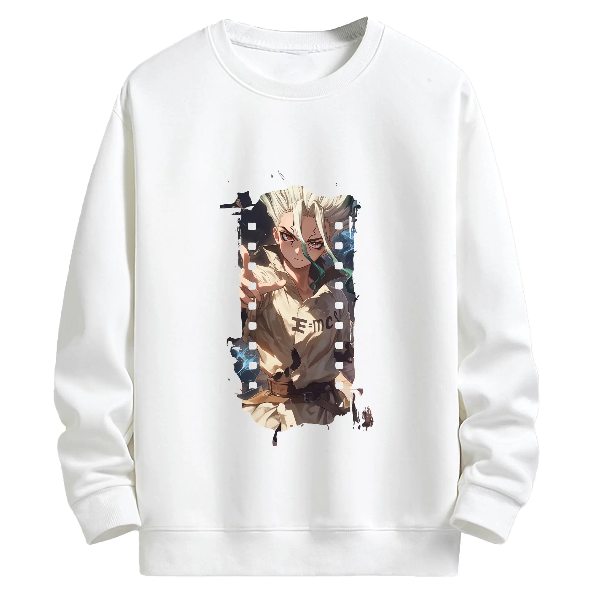 ドクターストーン グッズ,石神千空 - キッズ クルーネックスウェットシャツ ・ フロントプリント ・ 綿80％ ポリエステル20％ ・ 快適 通学 スポーツ 日常使い お散歩用