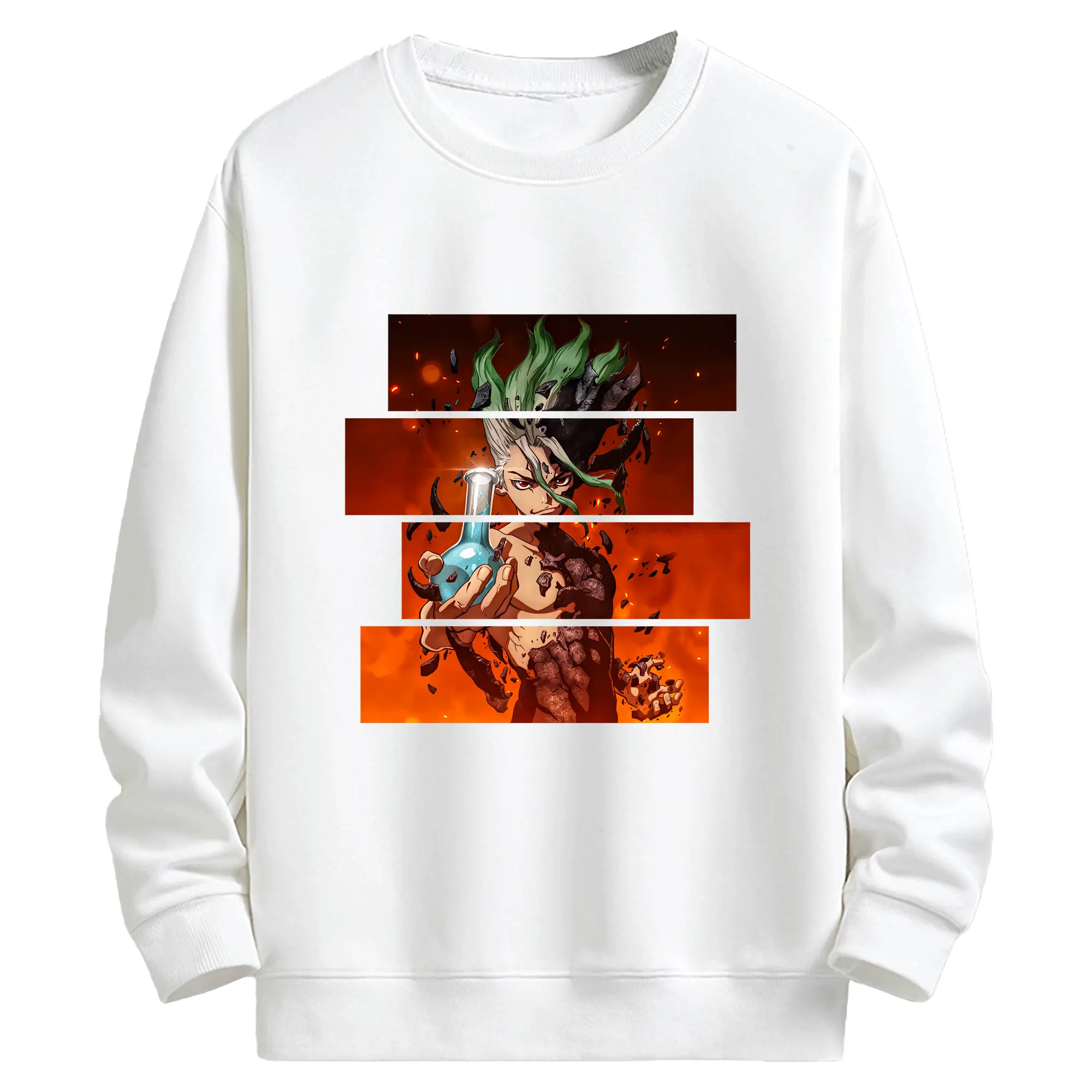 ドクターストーン グッズ,石神千空 - キッズ クルーネックスウェットシャツ ・ フロントプリント ・ 綿80％ ポリエステル20％ ・ 快適 通学 スポーツ 日常使い お散歩用