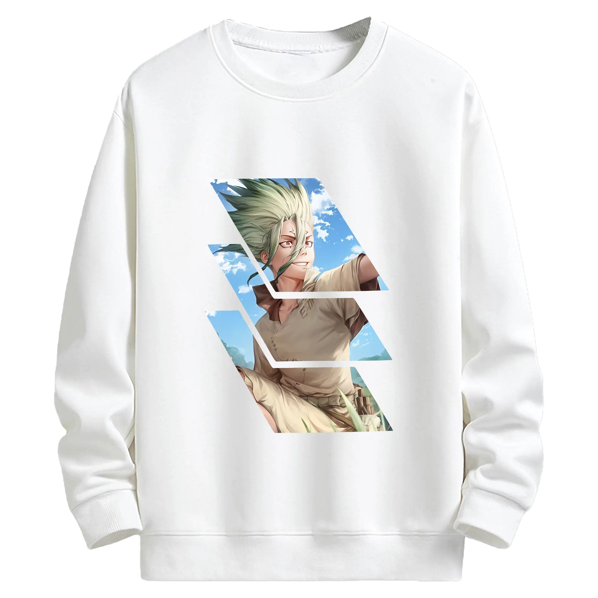 ドクターストーン グッズ,石神千空 - キッズ クルーネックスウェットシャツ ・ フロントプリント ・ 綿80％ ポリエステル20％ ・ 快適 通学 スポーツ 日常使い お散歩用