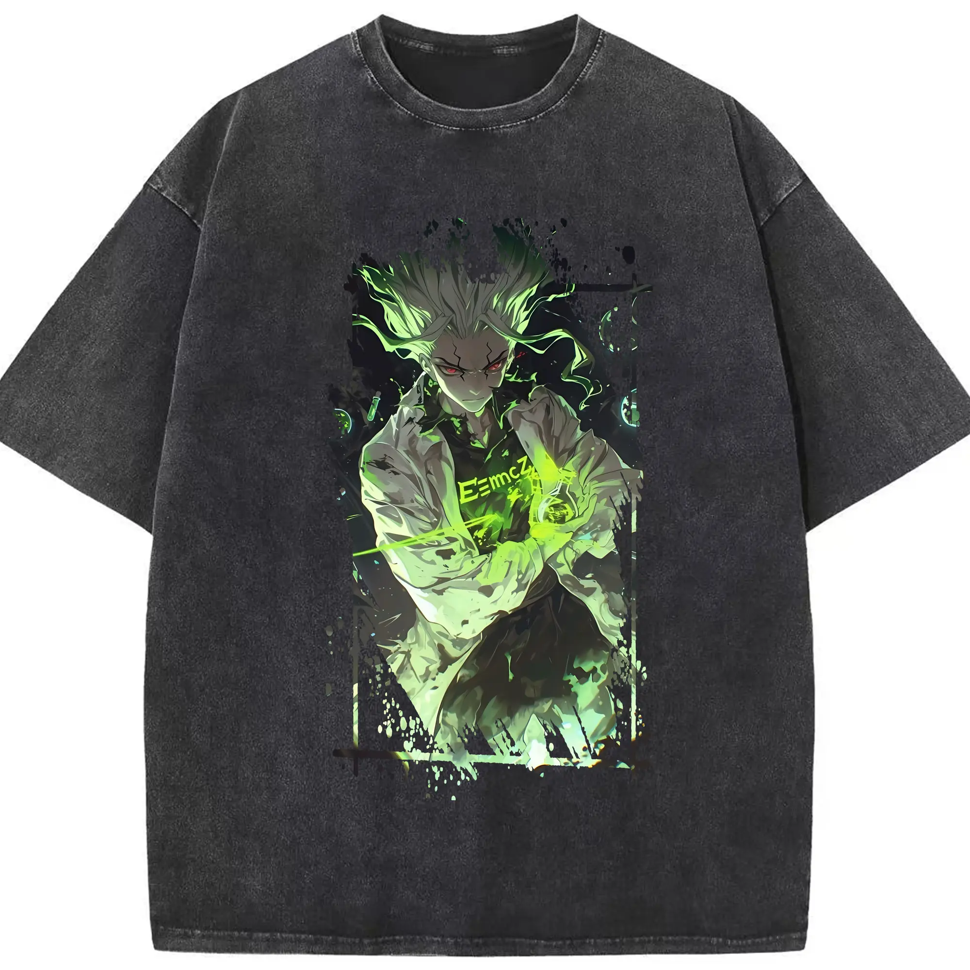 ドクターストーン グッズ,石神千空 - 綿100％ ヴィンテージ風 半袖Tシャツ ・ フロントプリント ・ 柔らか肌触り ・ 通気性 快適 ・ スポーツ カジュアル 外出用