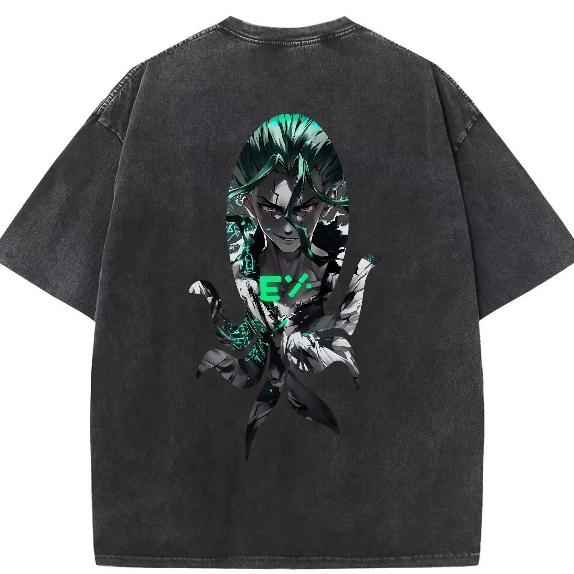 ドクターストーン グッズ,石神千空 - 綿100％ ヴィンテージ風 半袖Tシャツ ・ 背面プリント ・ 柔らか肌触り ・ 通気性 快適 ・ スポーツ カジュアル 外出用