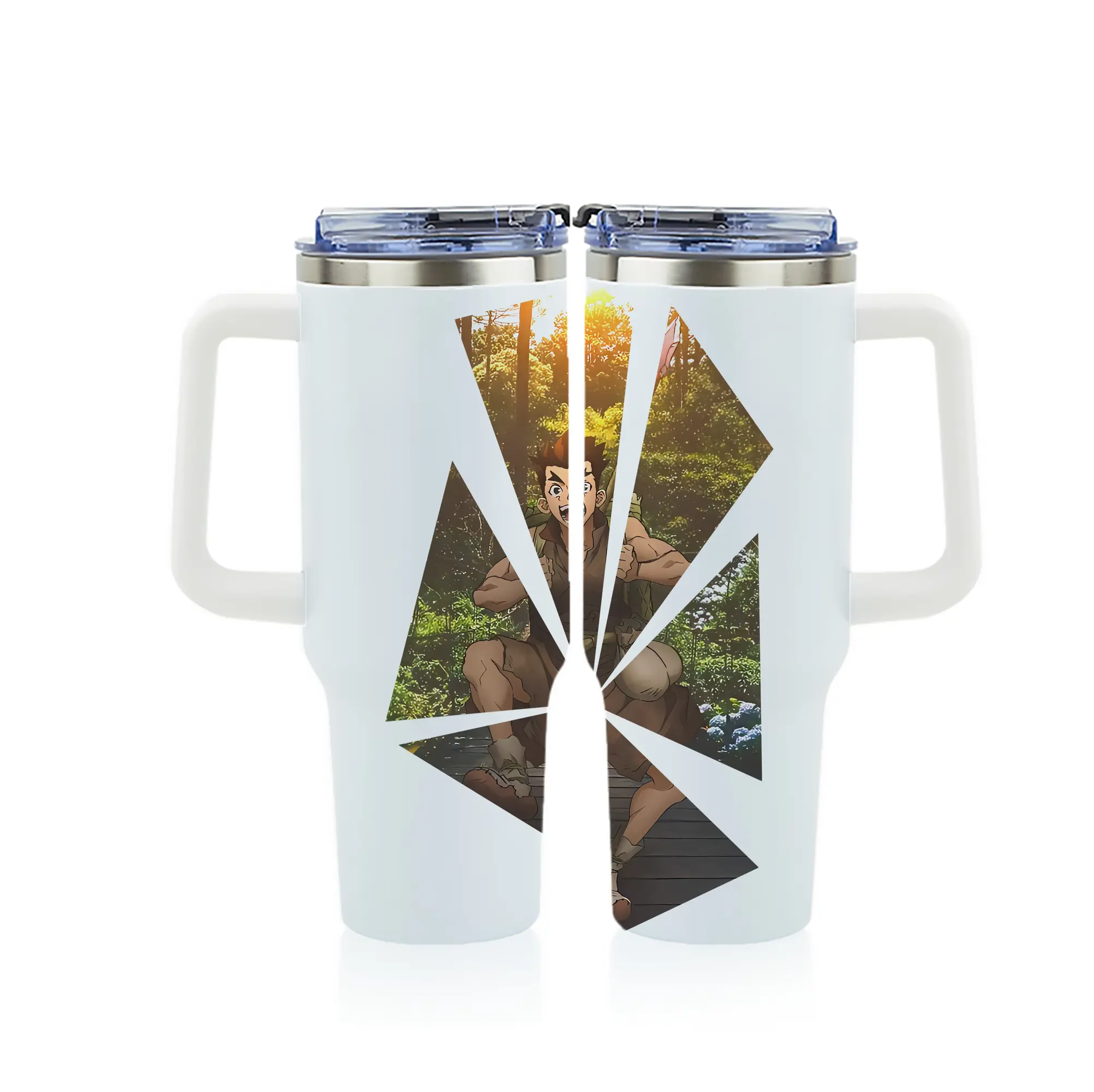 ドクターストーン グッズ,大木大樹 - 1200mL フルプリント車用タンブラー ・ 304ステンレス 内側 ・ 201ステンレス 外側 ・ 保温 保冷 ・ 通勤 ドライブ アウトドア用