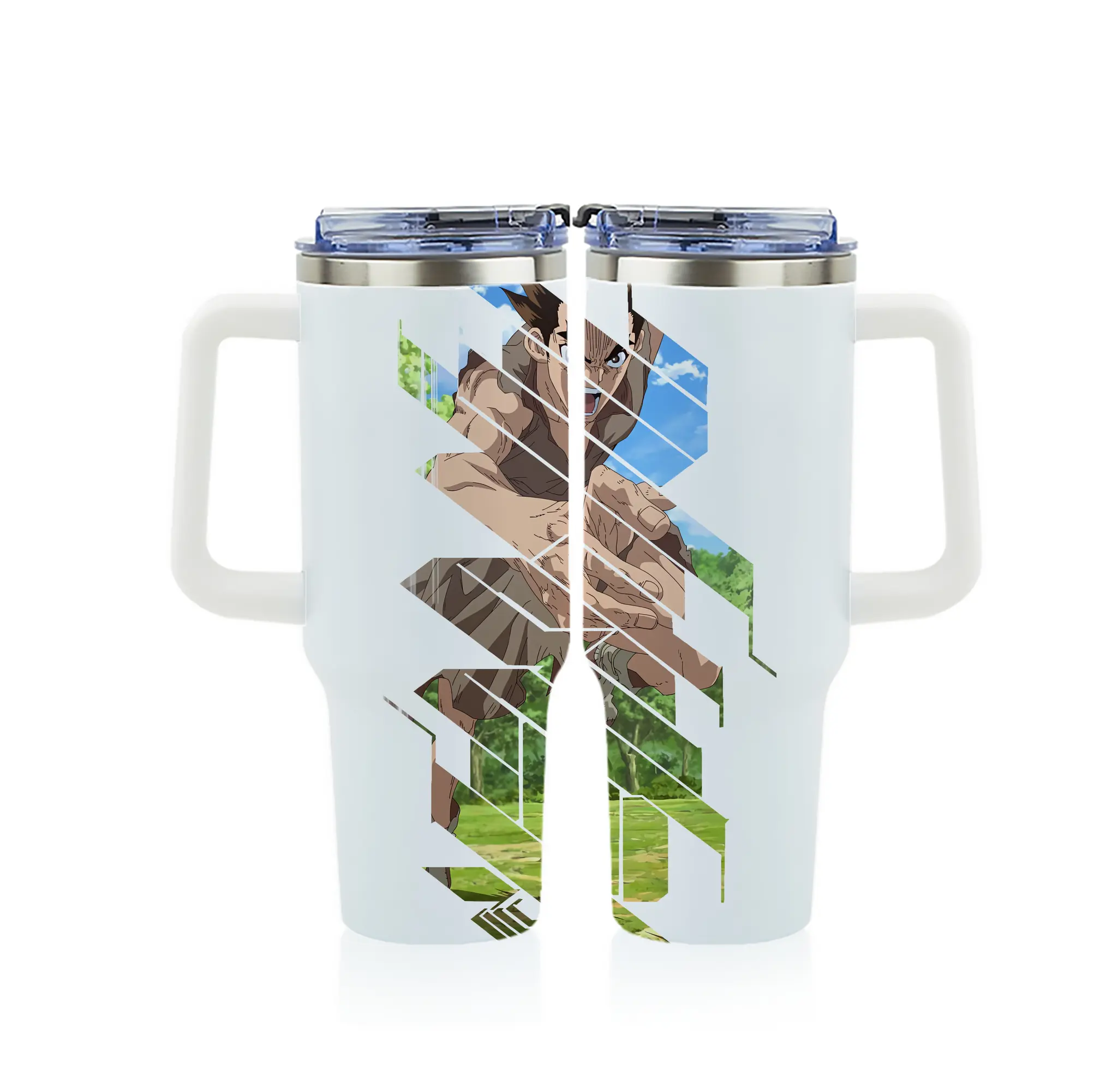 ドクターストーン グッズ,大木大樹 - 1200mL フルプリント車用タンブラー ・ 304ステンレス 内側 ・ 201ステンレス 外側 ・ 保温 保冷 ・ 通勤 ドライブ アウトドア用