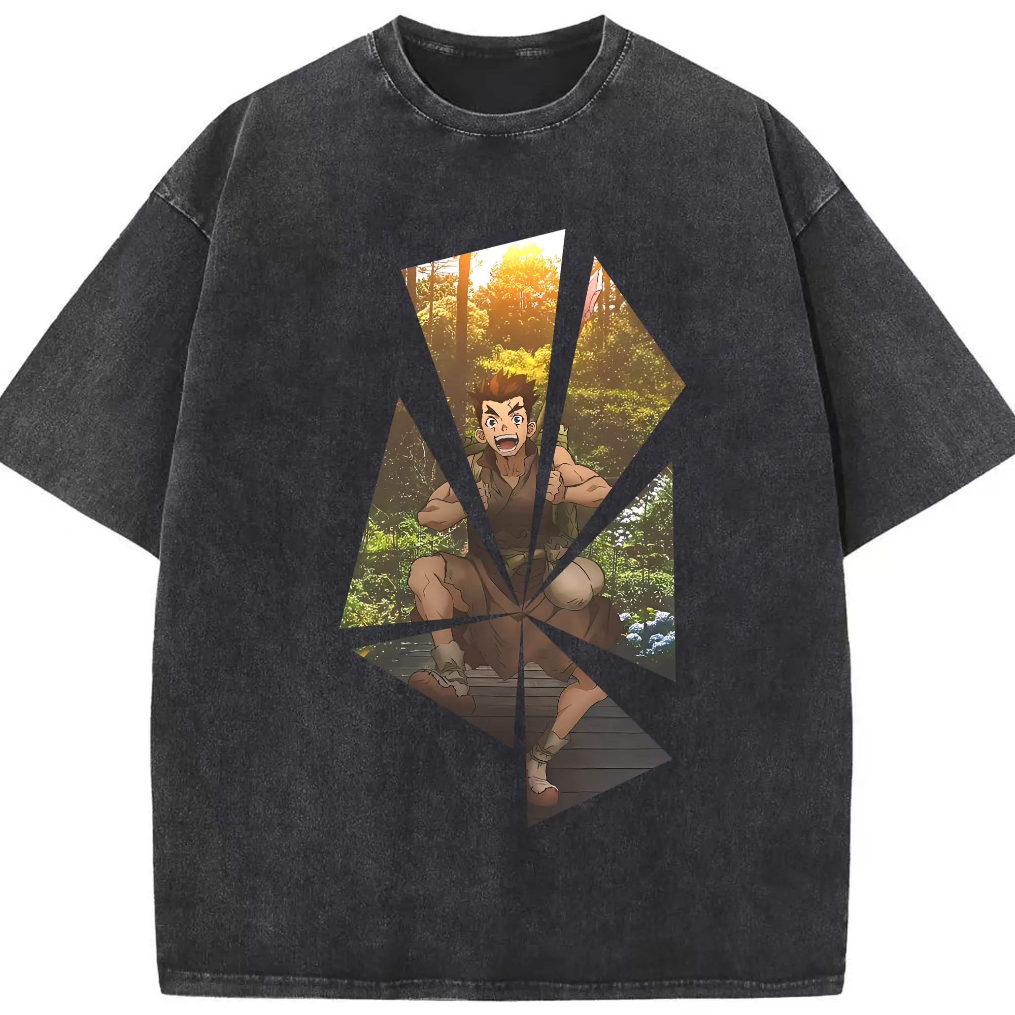 ドクターストーン グッズ,大木大樹 - 綿100％ ヴィンテージ風 半袖Tシャツ ・ フロントプリント ・ 柔らか肌触り ・ 通気性 快適 ・ スポーツ カジュアル 外出用