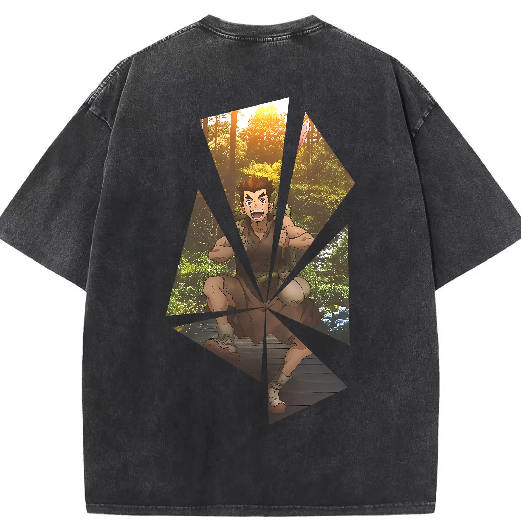 ドクターストーン グッズ,大木大樹 - 綿100％ ヴィンテージ風 半袖Tシャツ ・ 背面プリント ・ 柔らか肌触り ・ 通気性 快適 ・ スポーツ カジュアル 外出用